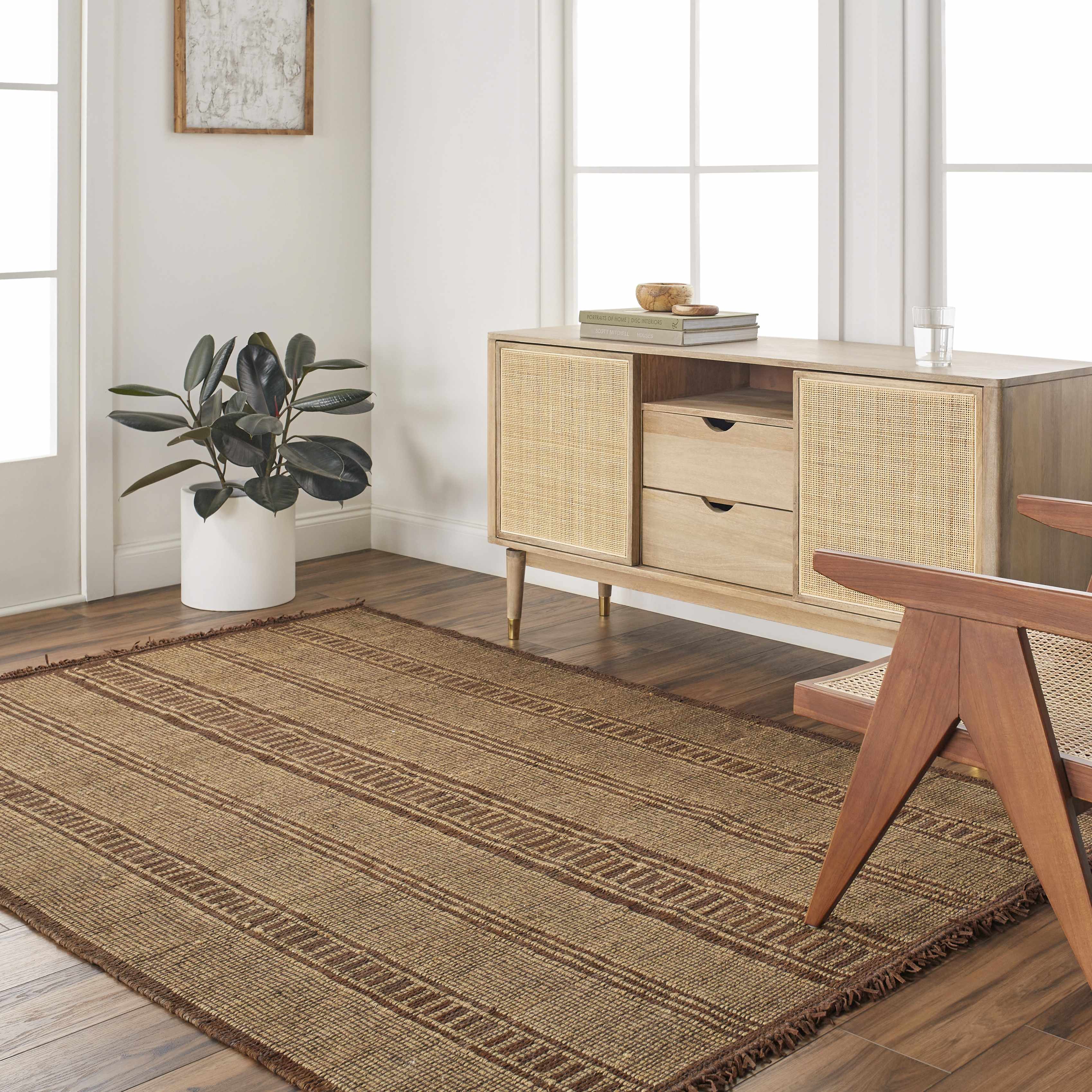 Gita Jute & Leather Rug - Image 3