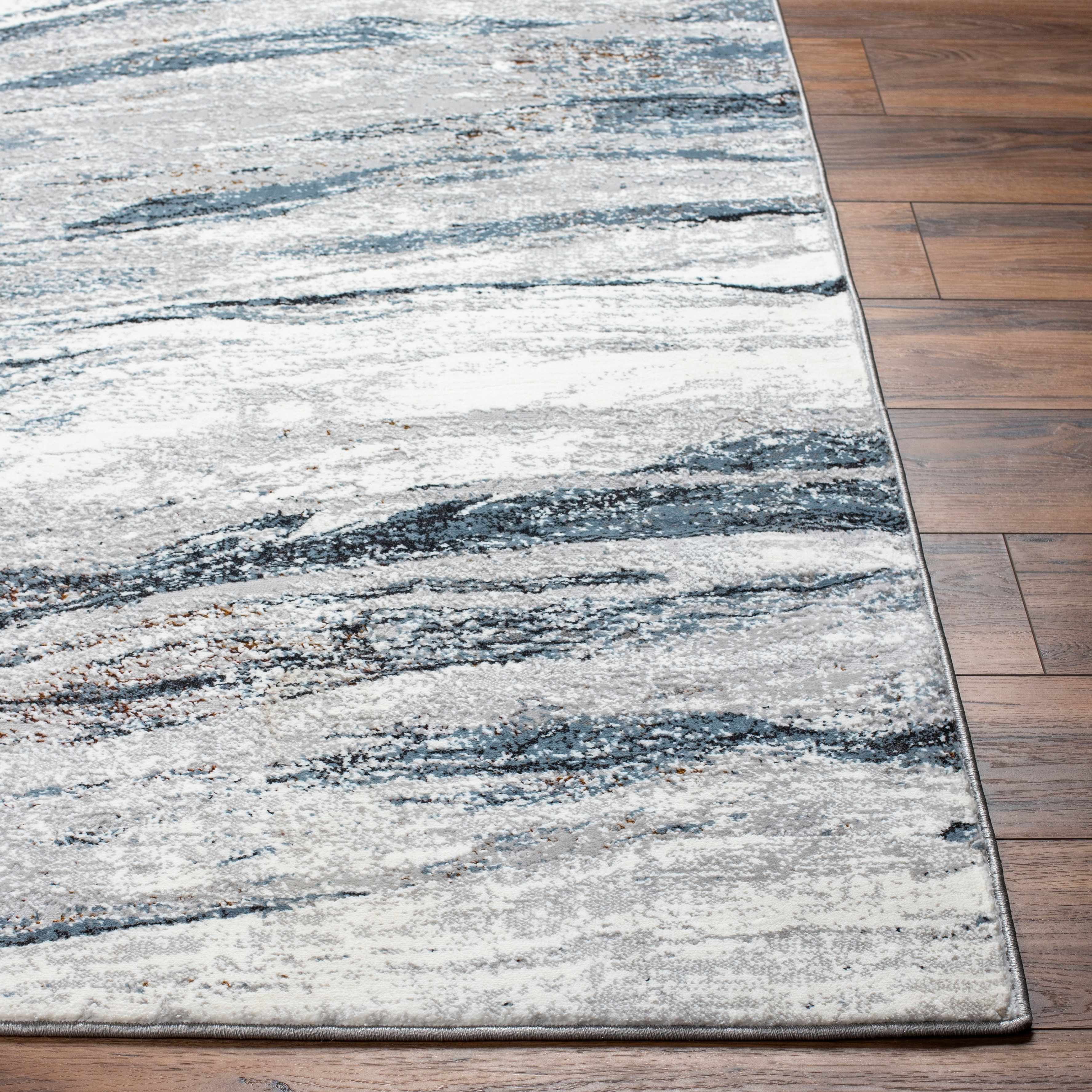 Glain Gray & Blue Marble Area Rug - Image 3