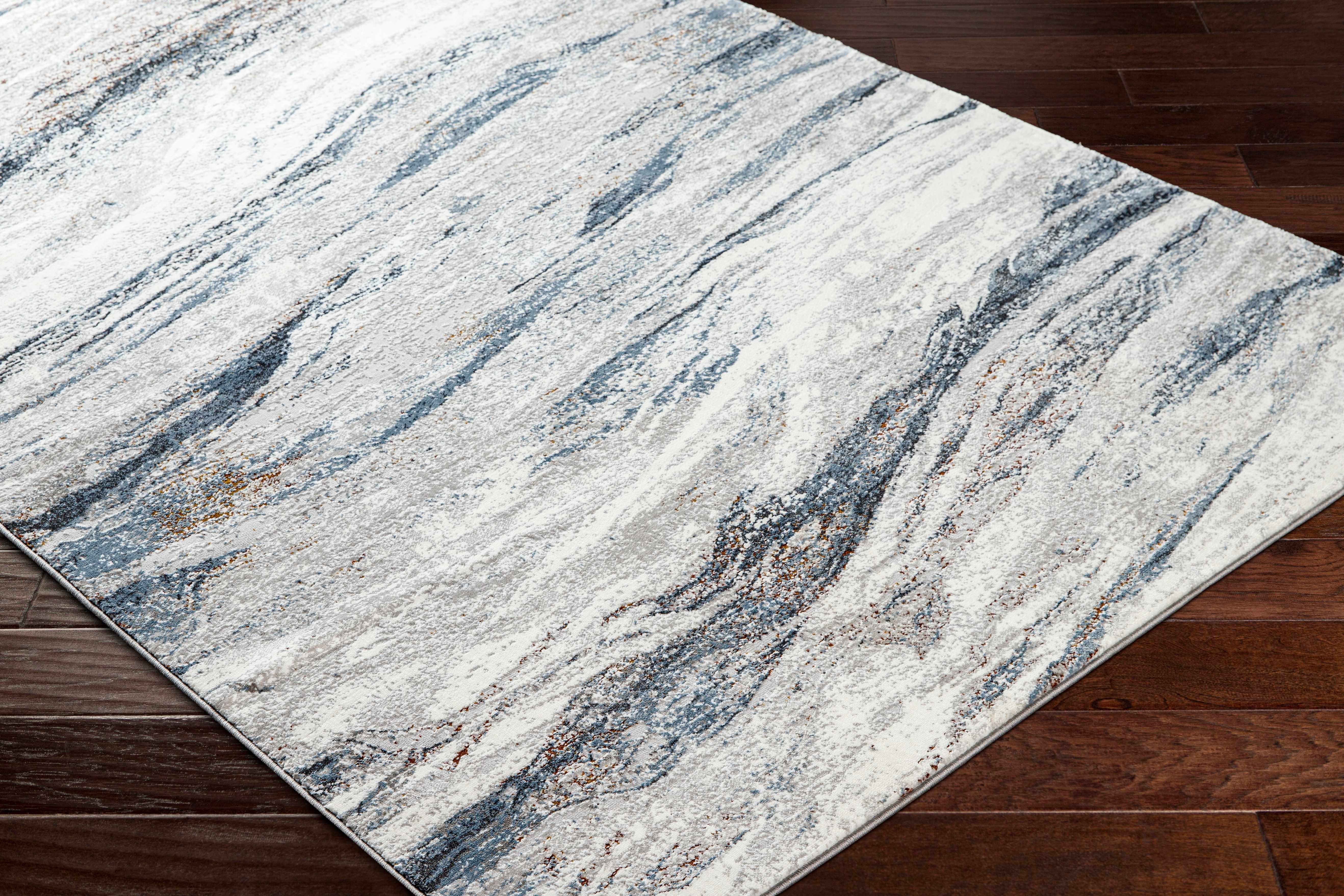 Glain Gray & Blue Marble Area Rug - Image 4