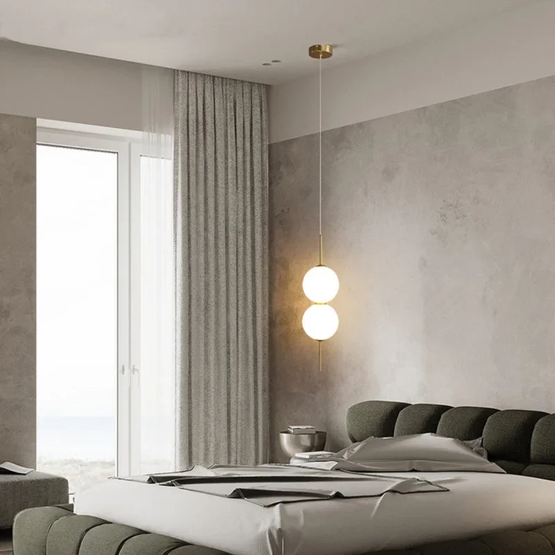 Glass Ball Pendant Light Modern LED Hanging Lamp Bedroom Bedside Ceiling Decor - Image 4