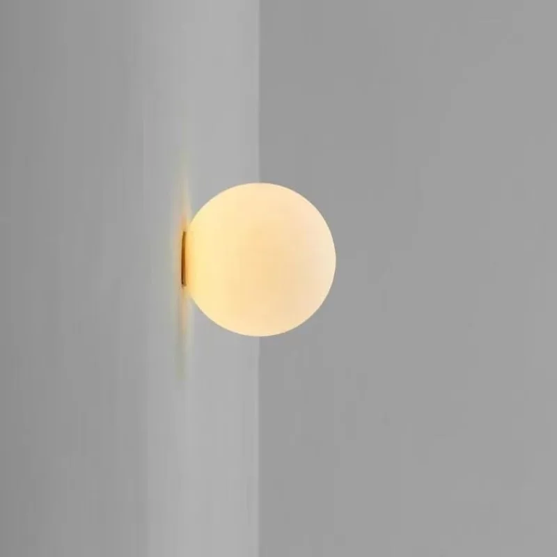 Glass Ball Wall Sconce LED Bedroom Bedside Living Room Bathroom Minimalist Light - Image 3