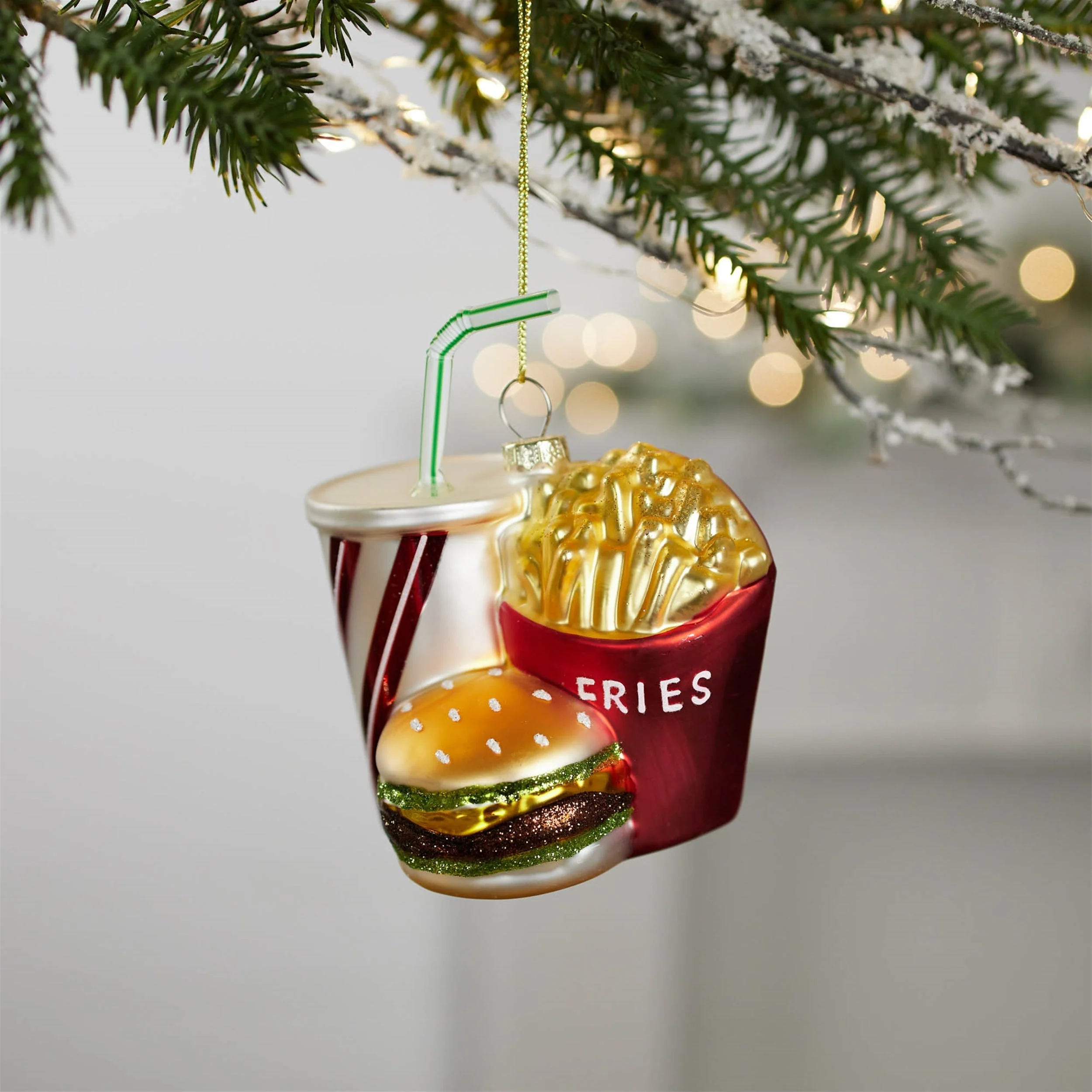 Glass Burger and Fries Meal Ornament (Set of 4) - Image 2