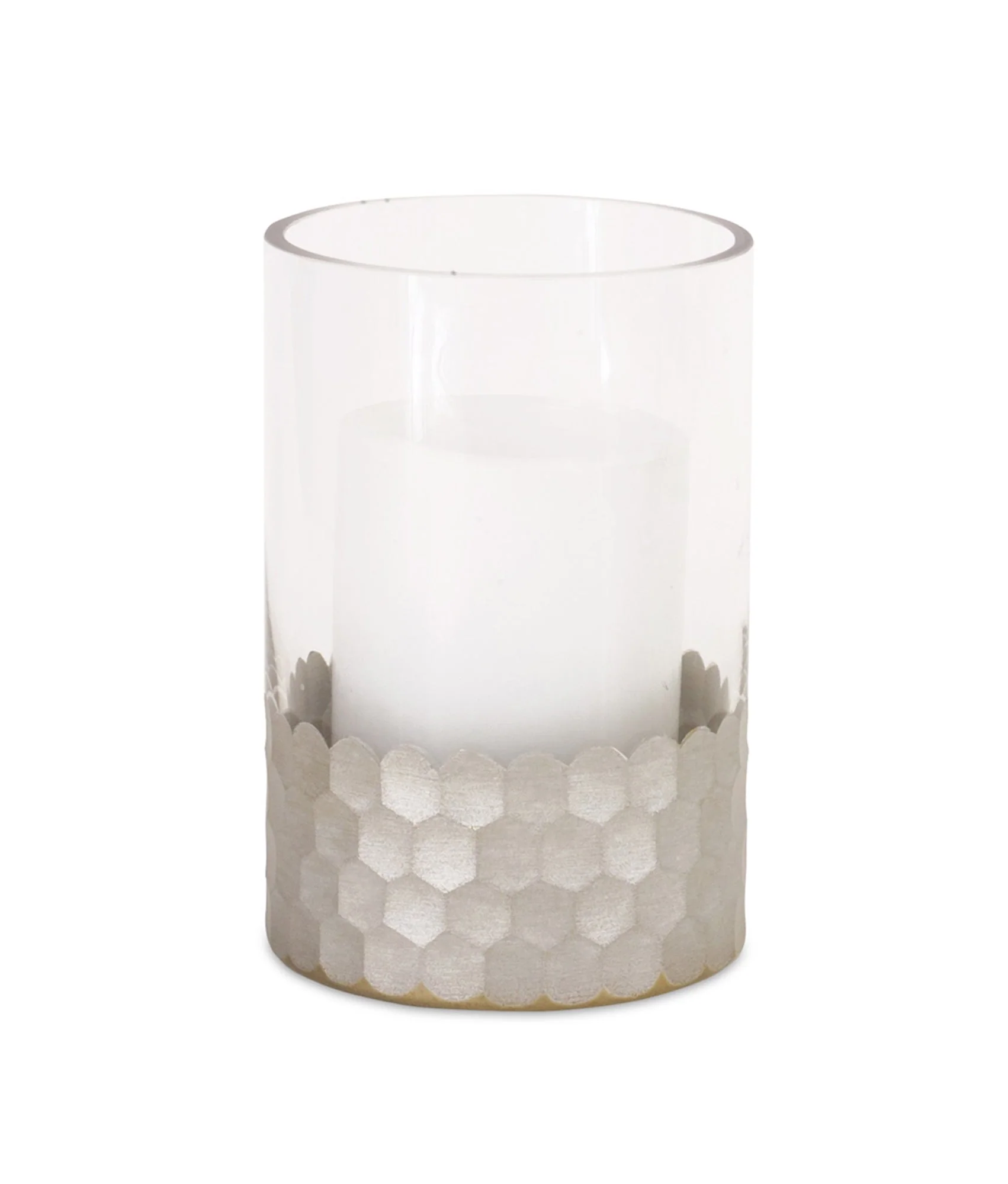 Glass Hurricane Candle Holder with Honeycomb (Set of 2) - Image 2