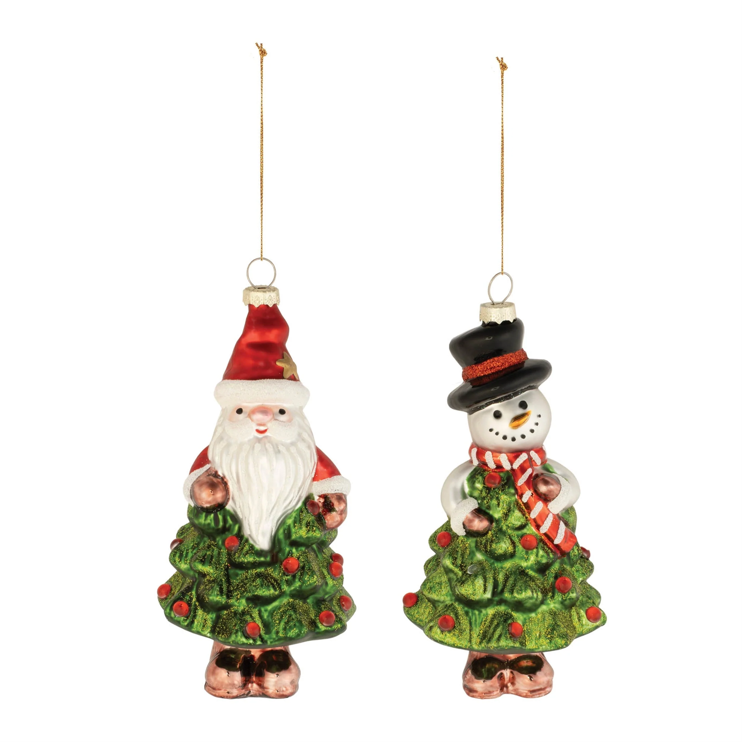 Glass Santa and Snowman Christmas Tree Ornament (Set of 12) - Image 2