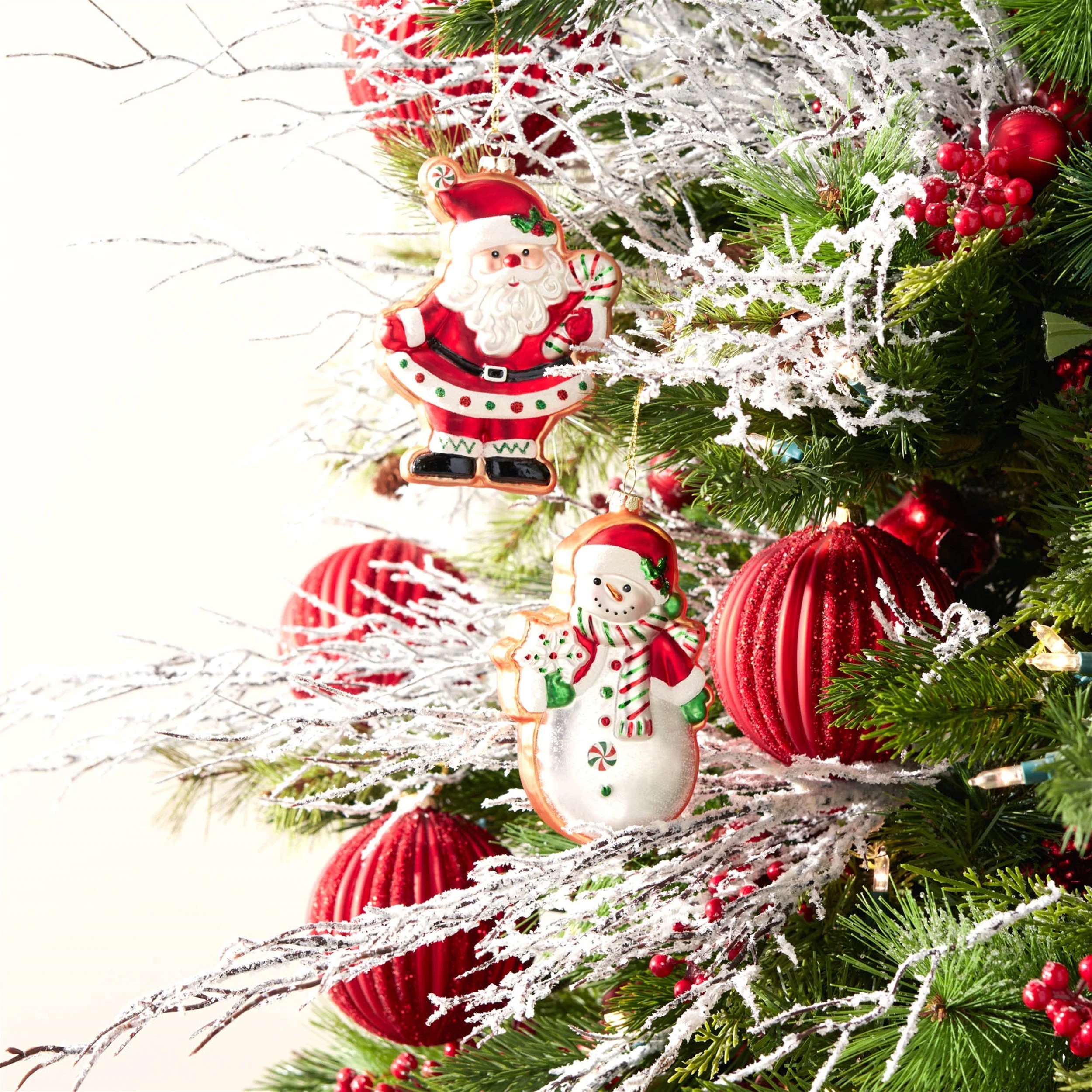 Glass Santa and Snowman Cookie Ornament (Set of 12) - Image 2