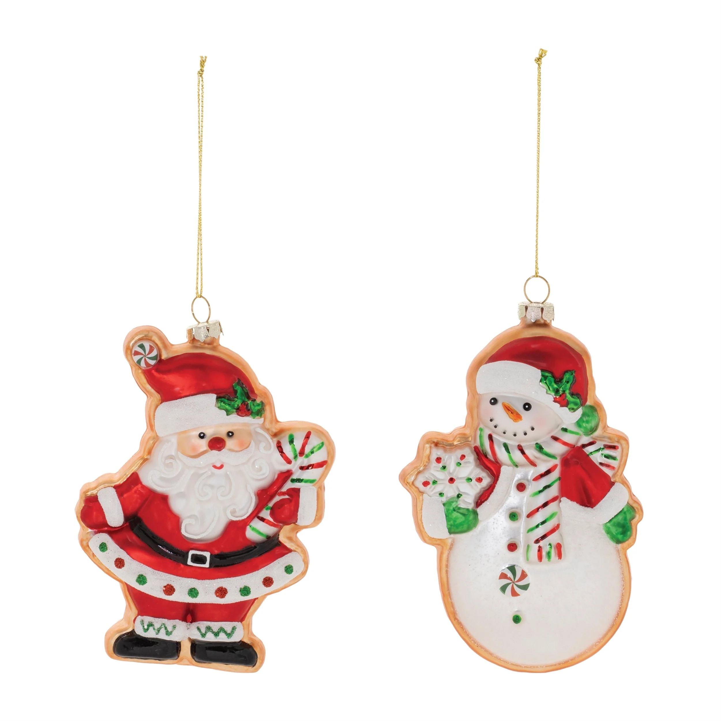 Glass Santa and Snowman Cookie Ornament (Set of 12) - Image 3