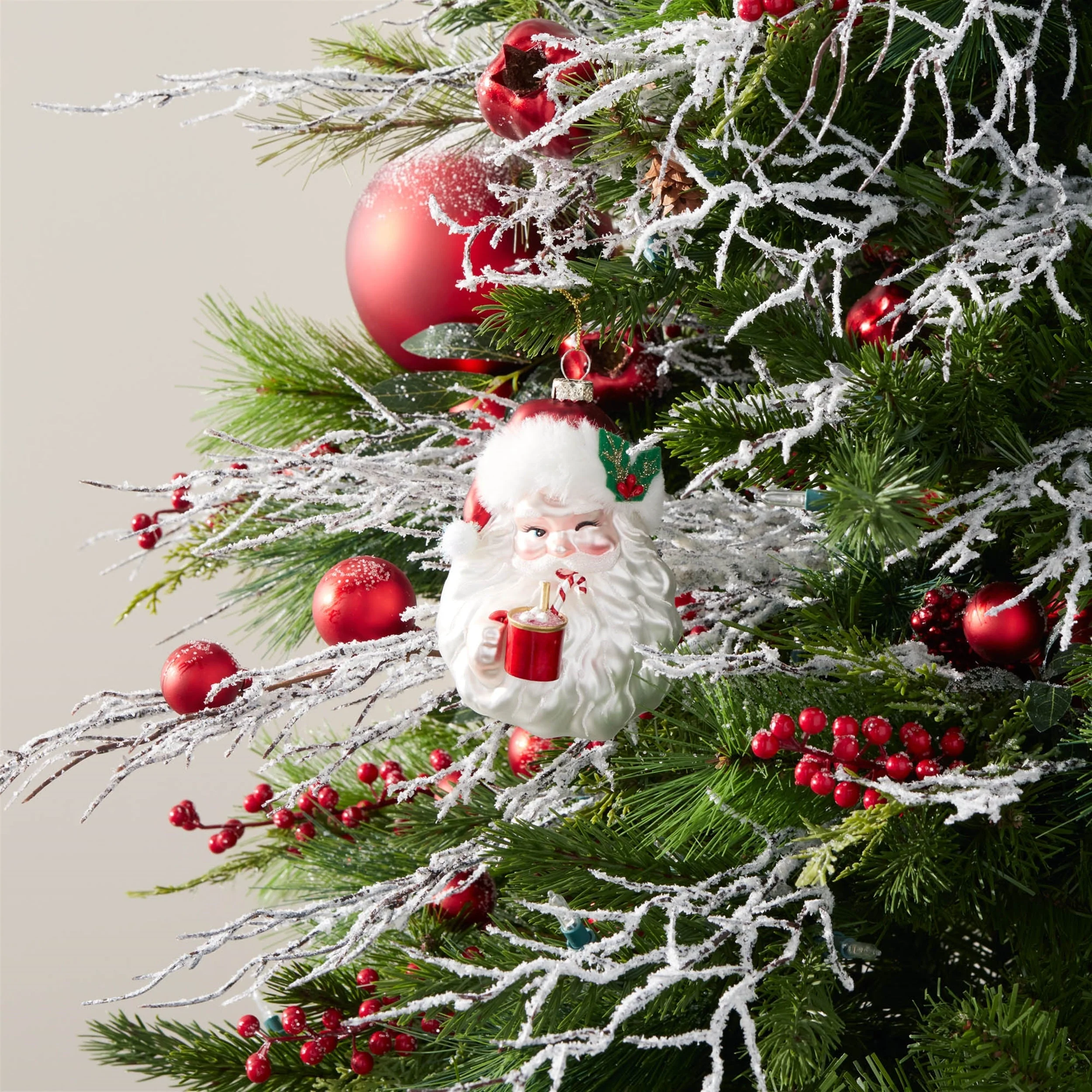 Glass Santa with Hot Cocoa Ornament (Set of 6) - Image 2