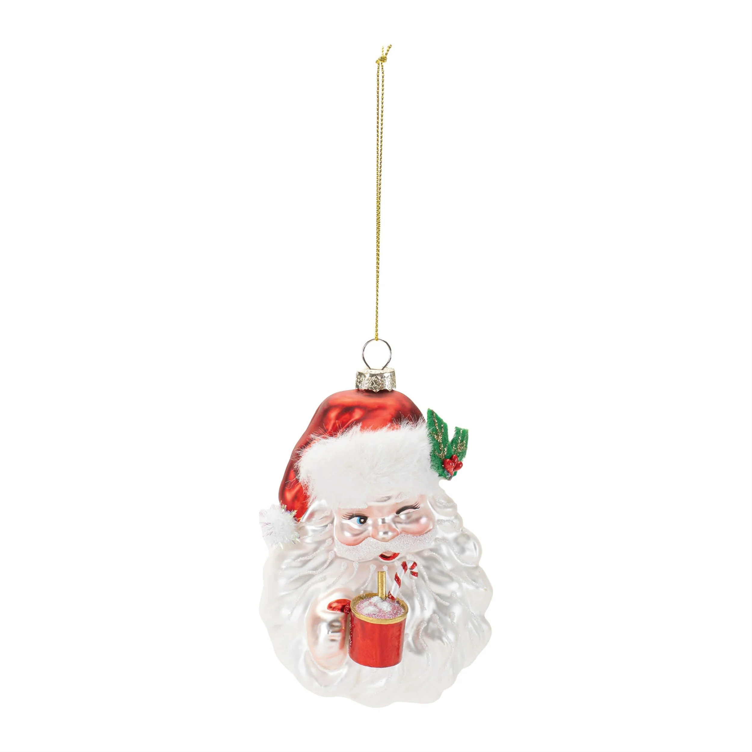 Glass Santa with Hot Cocoa Ornament (Set of 6) - Image 3