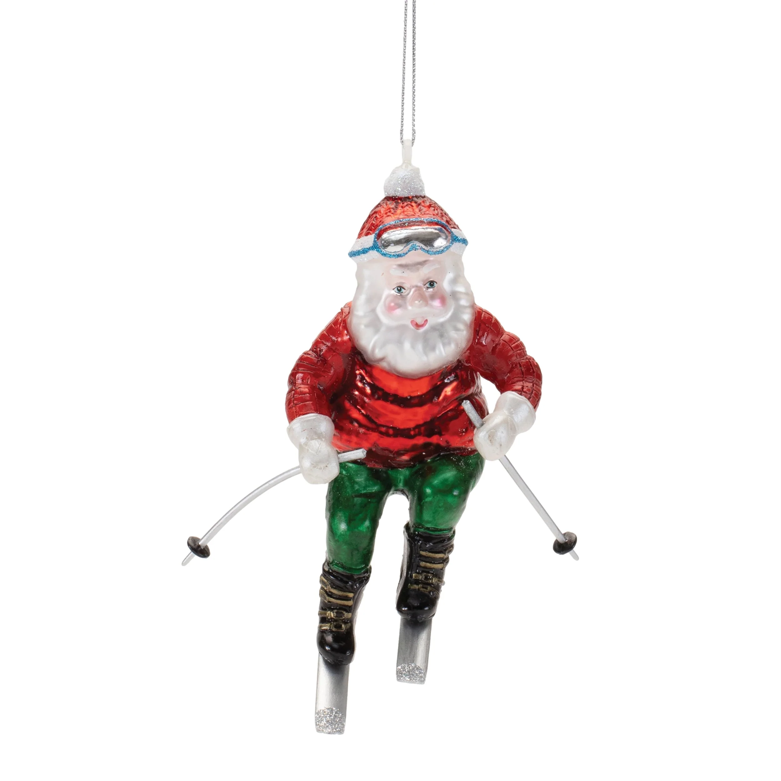 Glass Skiing Santa Oranment (Set of 6) - Image 2