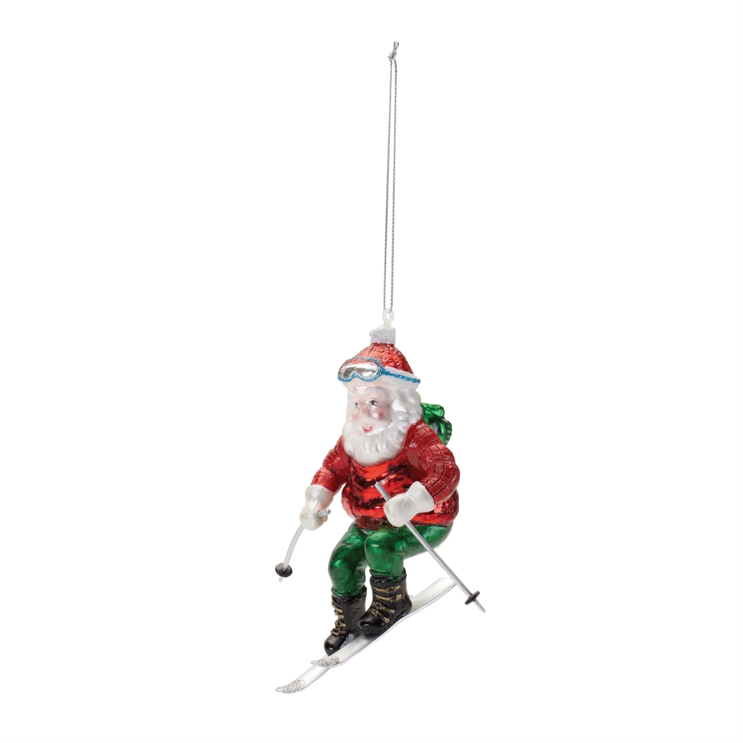 Glass Skiing Santa Oranment (Set of 6) - Image 3
