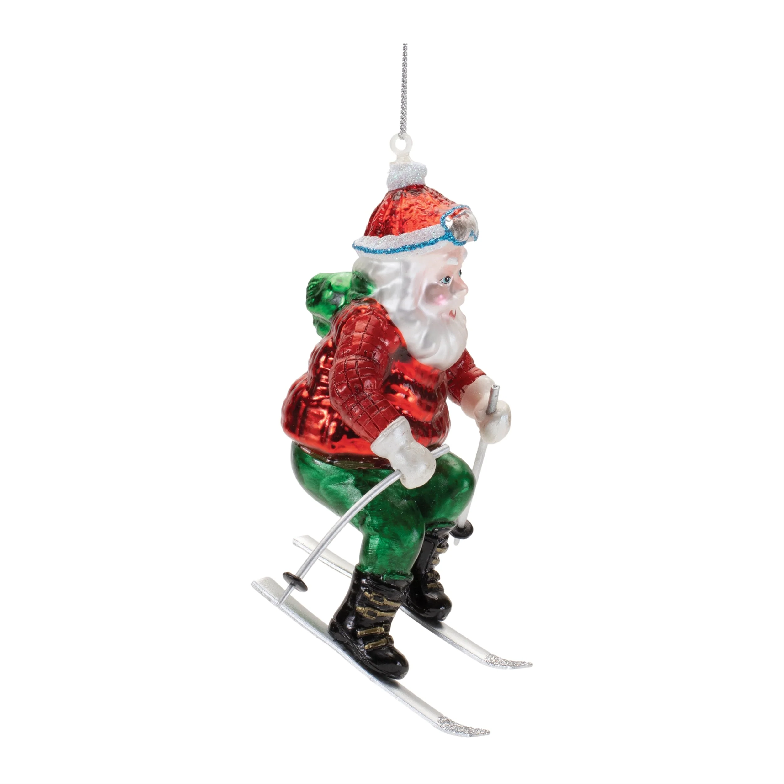Glass Skiing Santa Oranment (Set of 6) - Image 4
