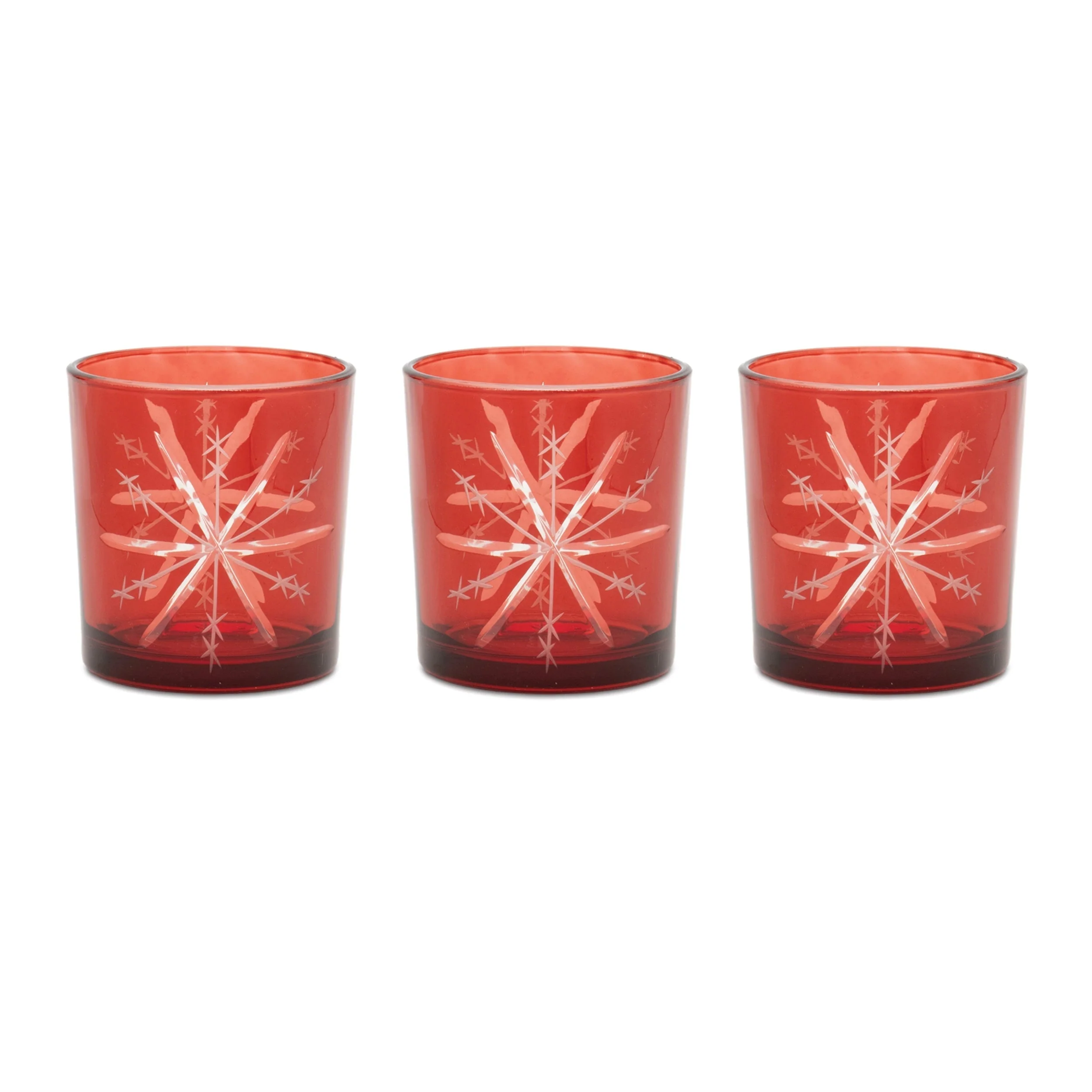 Glass snowflake votive holder (set of 3) - Image 3