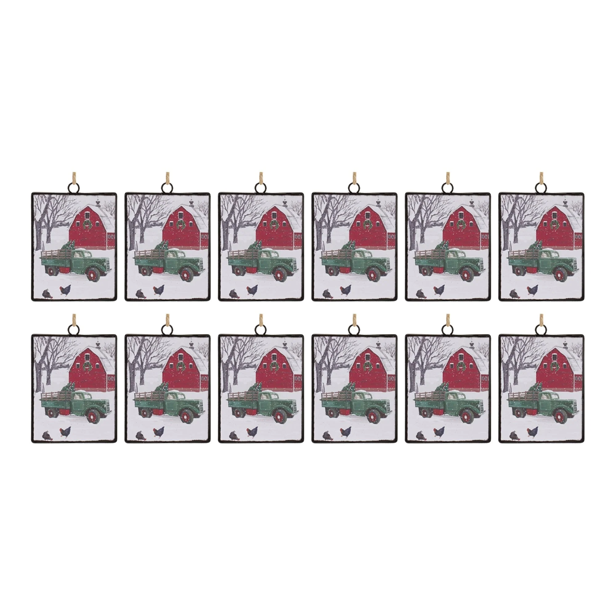 Glass Truck and Barn Ornament (Set of 12) - Image 3