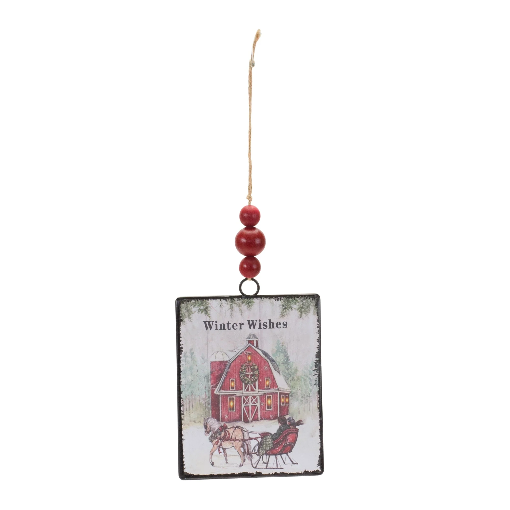 Glass Winter Wishes Barn Ornament (Set of 12) - Image 2