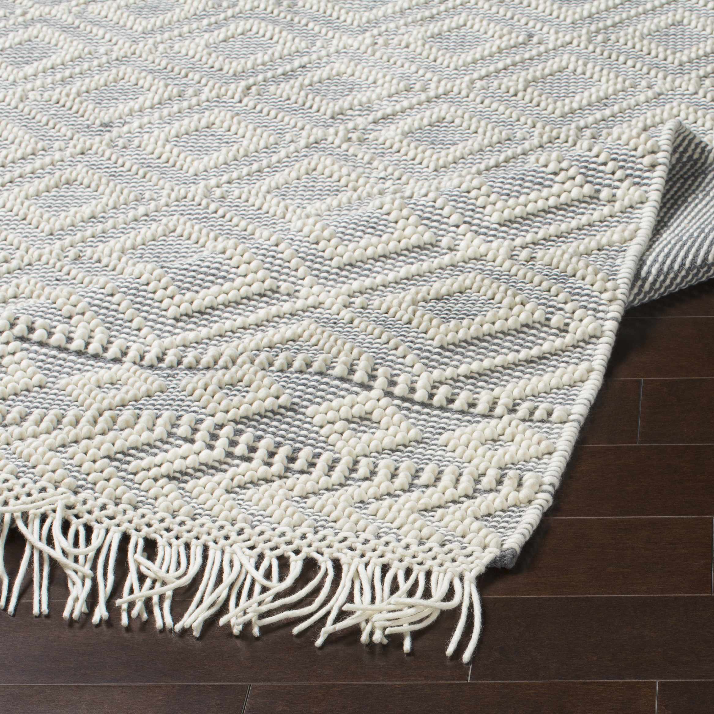 Glastonbury Gray&White Trellis Wool&Cotton Area Rug - Clearance - Image 10