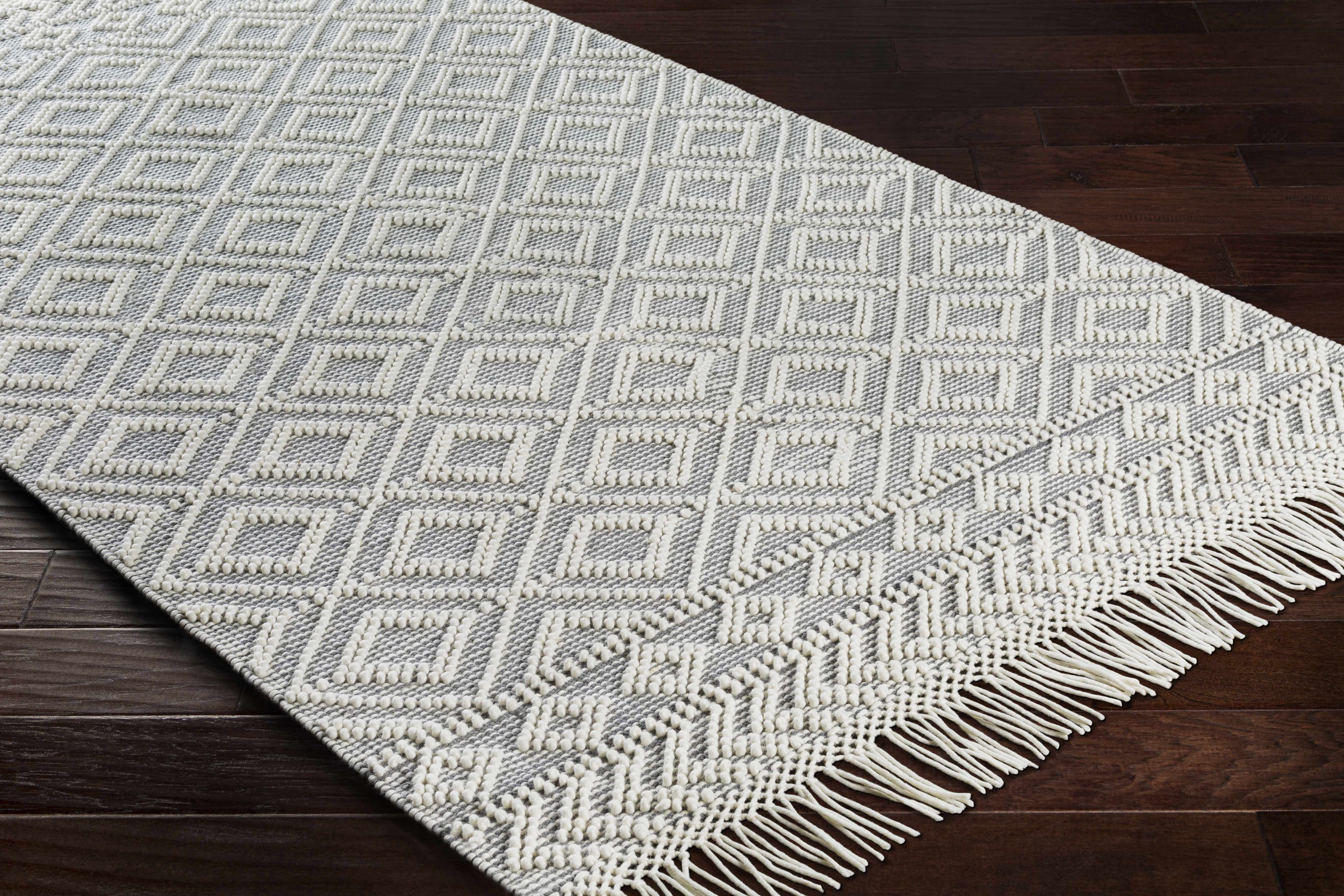 Glastonbury Gray&White Trellis Wool&Cotton Area Rug - Clearance - Image 11