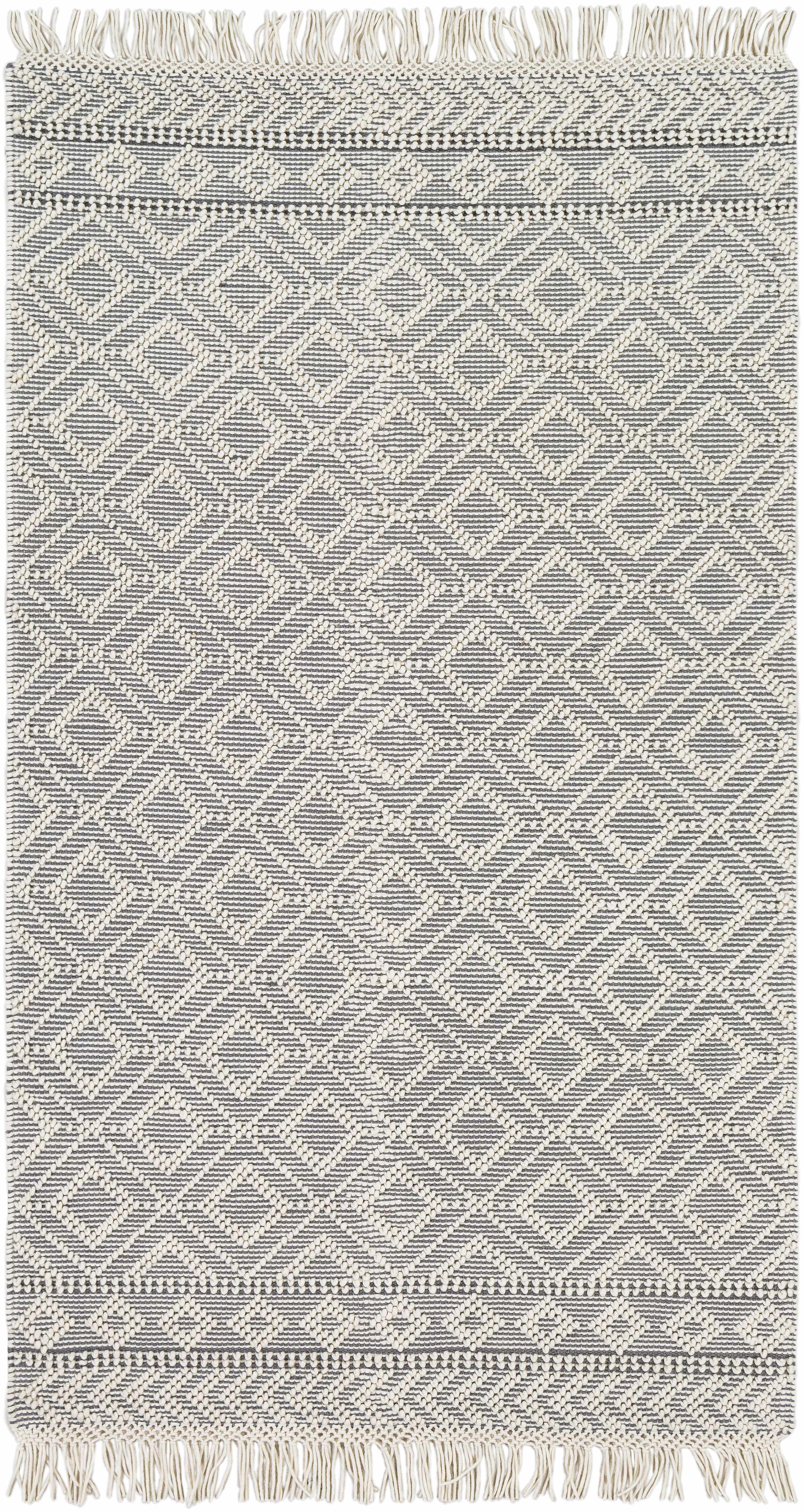 Glastonbury Gray&White Trellis Wool&Cotton Area Rug - Clearance - Image 12