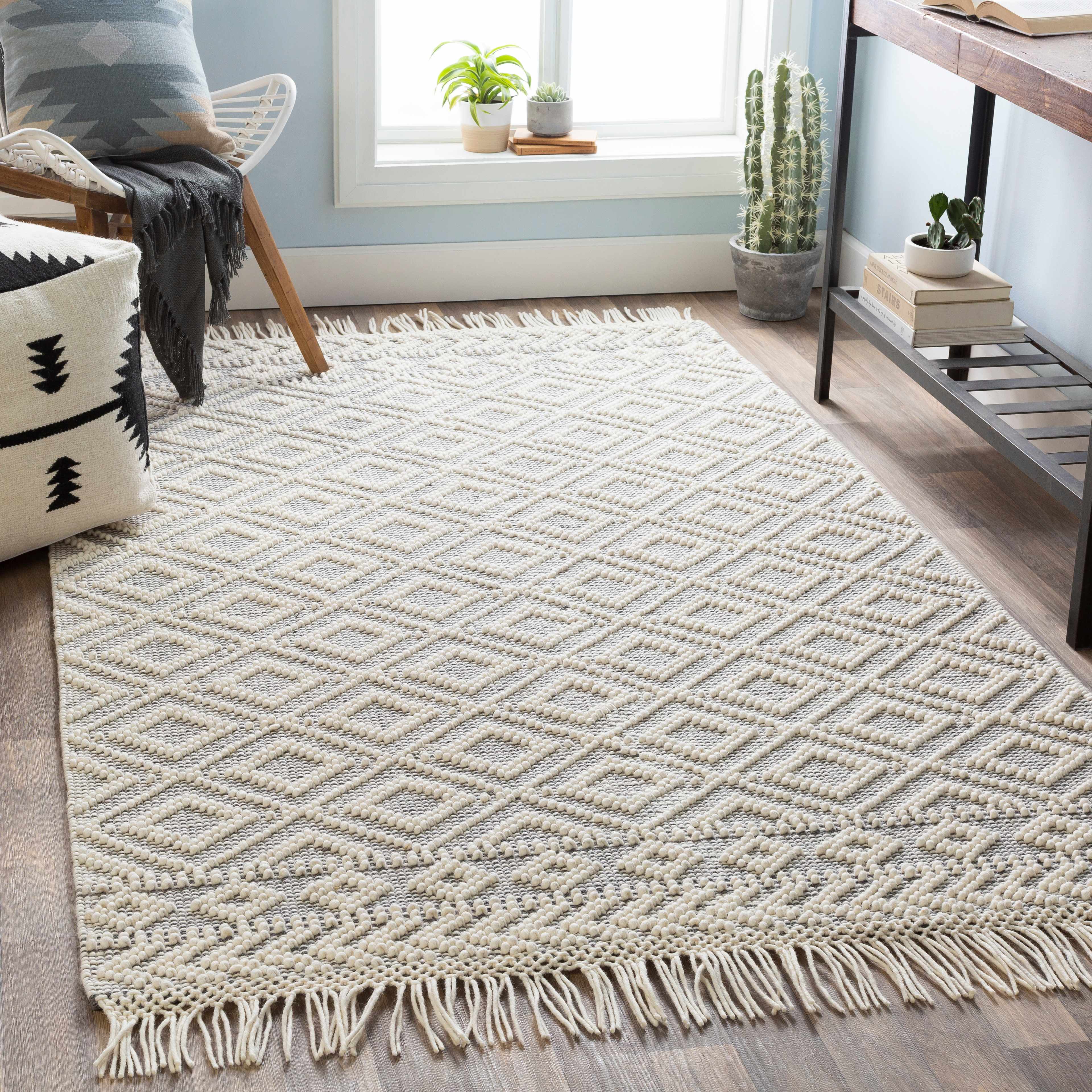 Glastonbury Gray&White Trellis Wool&Cotton Area Rug - Clearance - Image 17