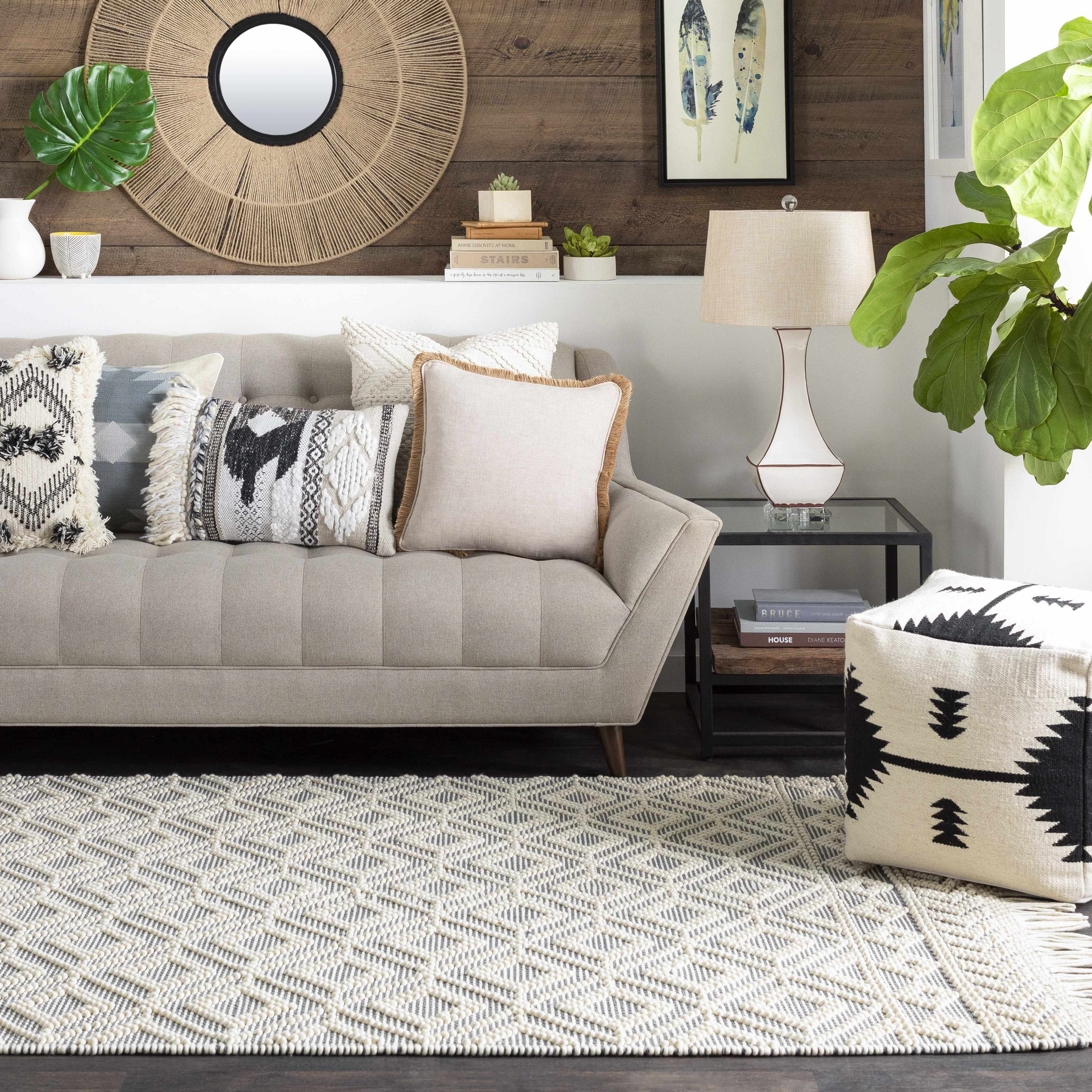 Glastonbury Gray&White Trellis Wool&Cotton Area Rug - Clearance - Image 5