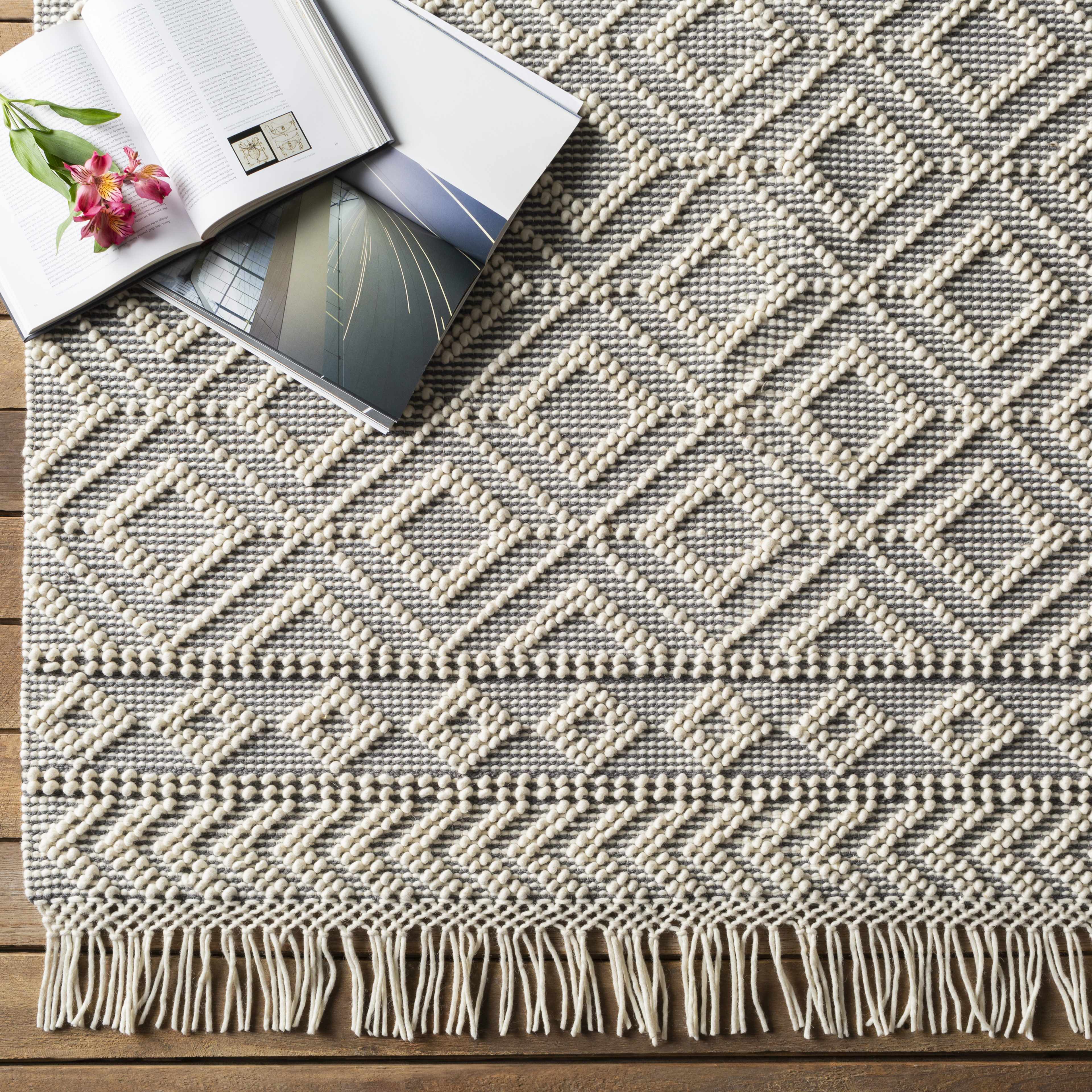Glastonbury Gray&White Trellis Wool&Cotton Area Rug - Clearance - Image 8