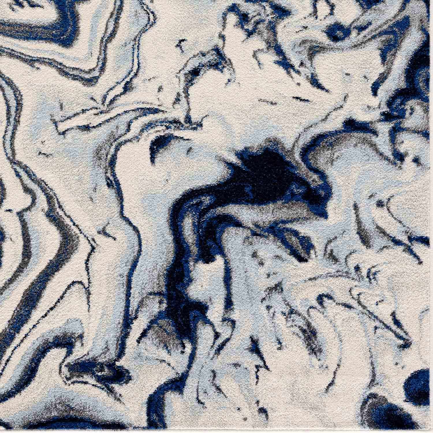 Glendon Cream Blue Marble Rug - Image 13