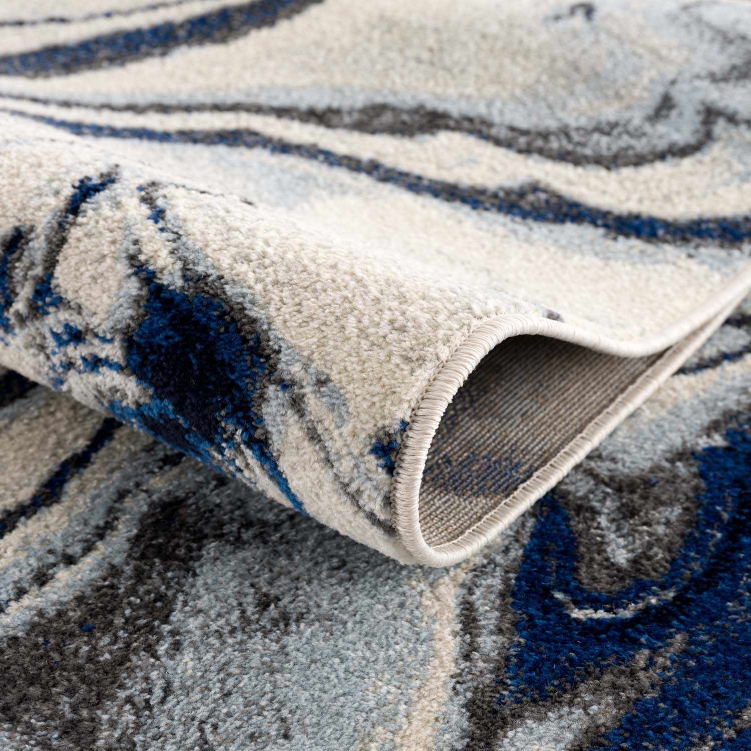 Glendon Cream Blue Marble Rug - Image 6