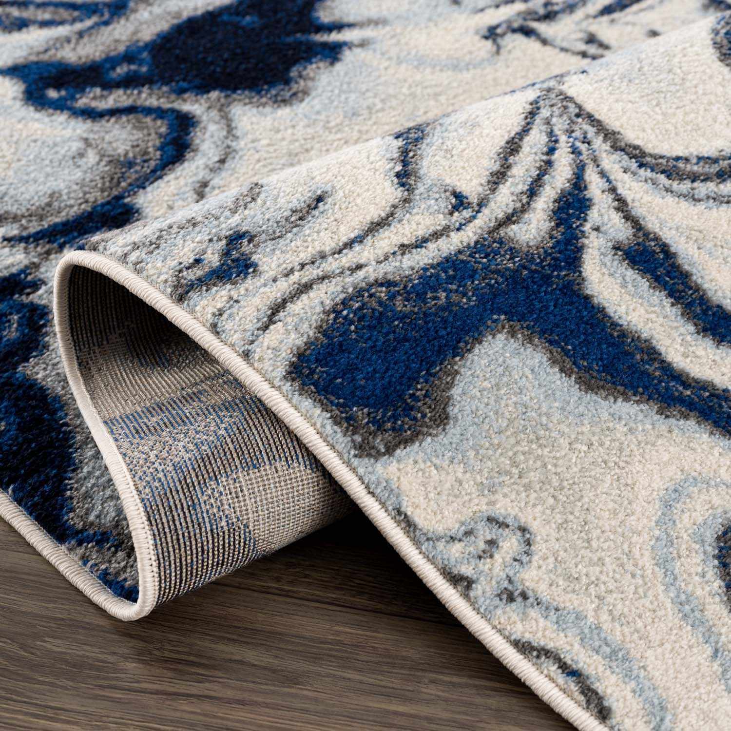 Glendon Cream Blue Marble Rug - Image 7