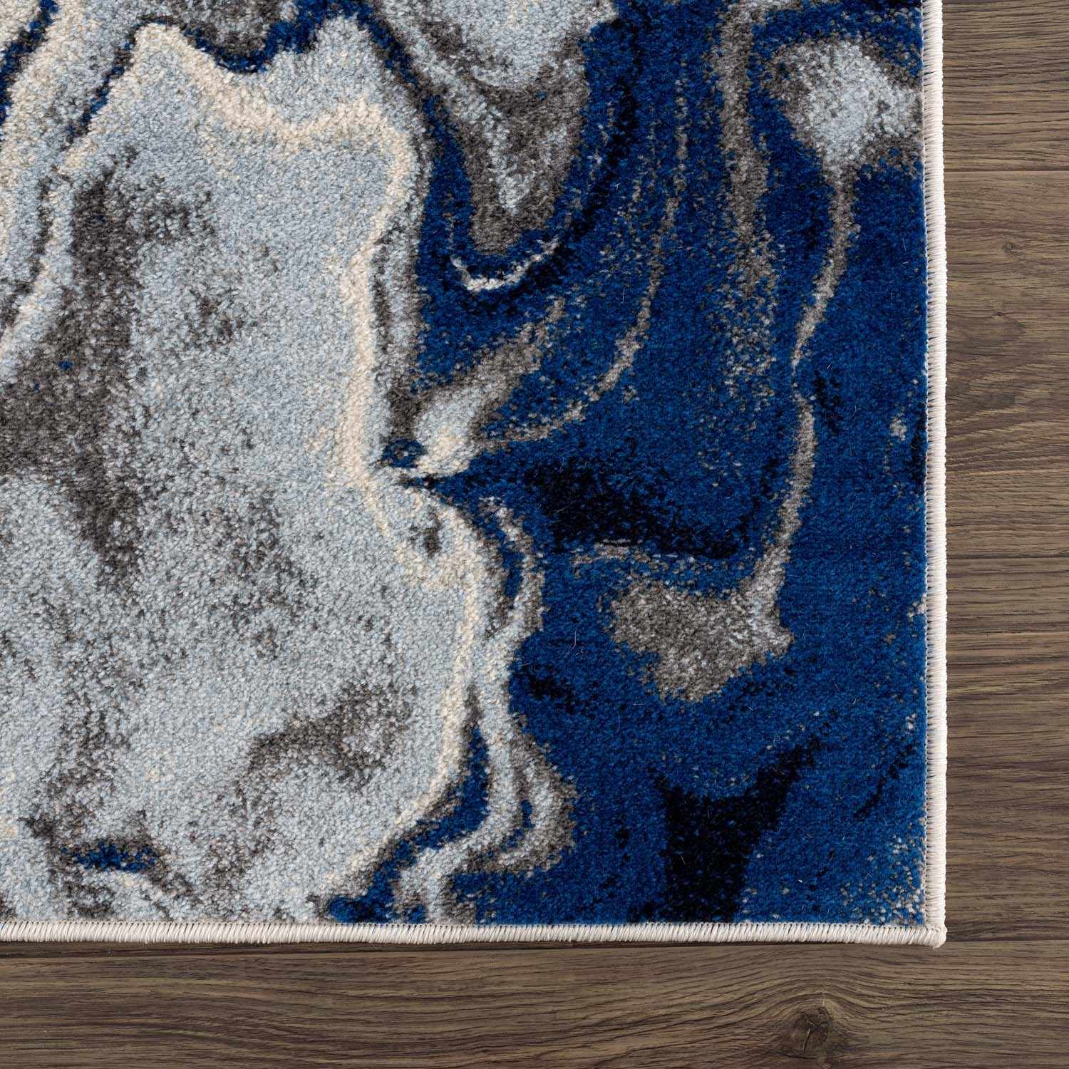 Glendon Cream Blue Marble Rug - Image 8
