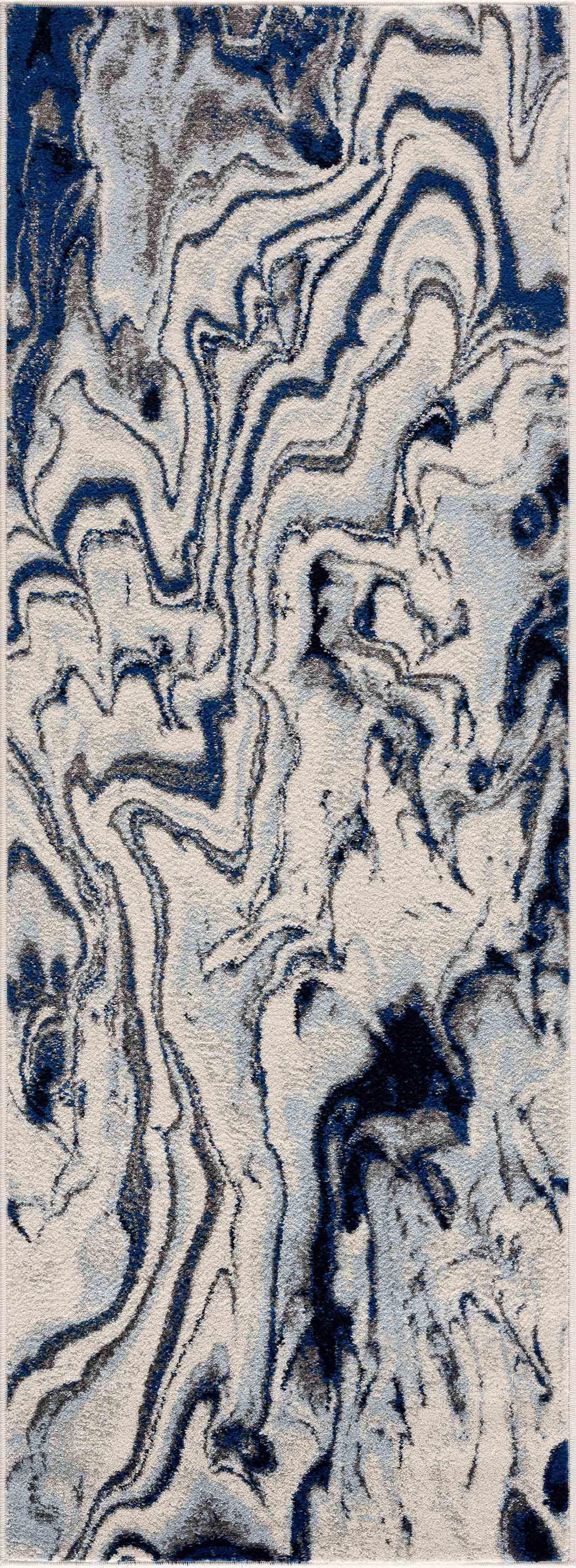 Glendon Cream Blue Marble Rug - Image 9