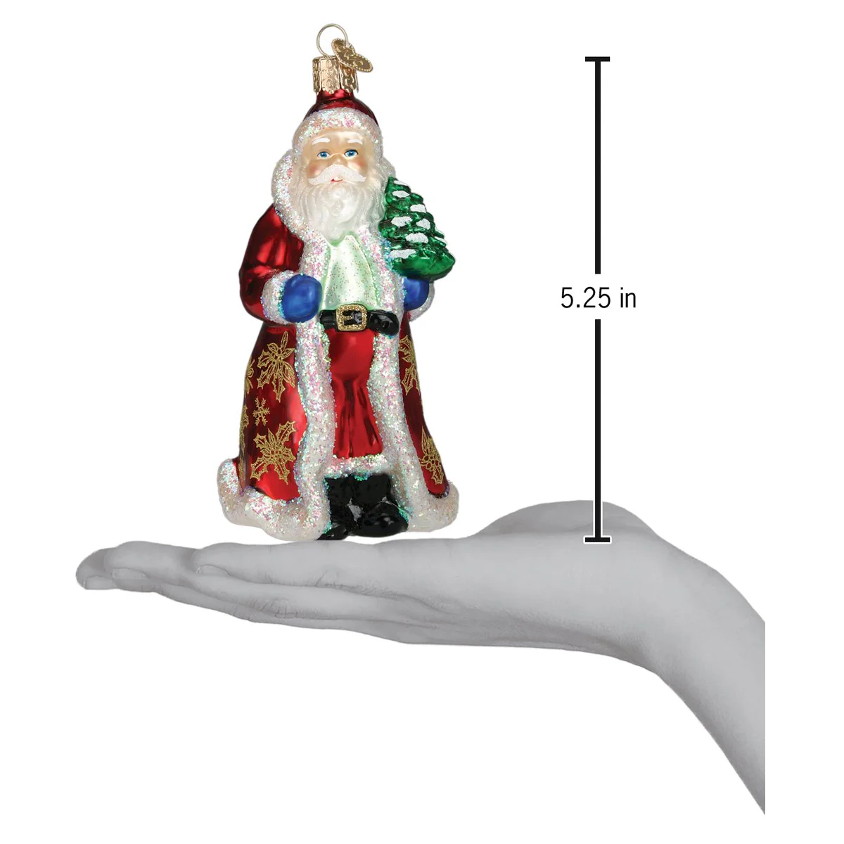 Glistening Golden Santa Christmas Ornament - Image 5