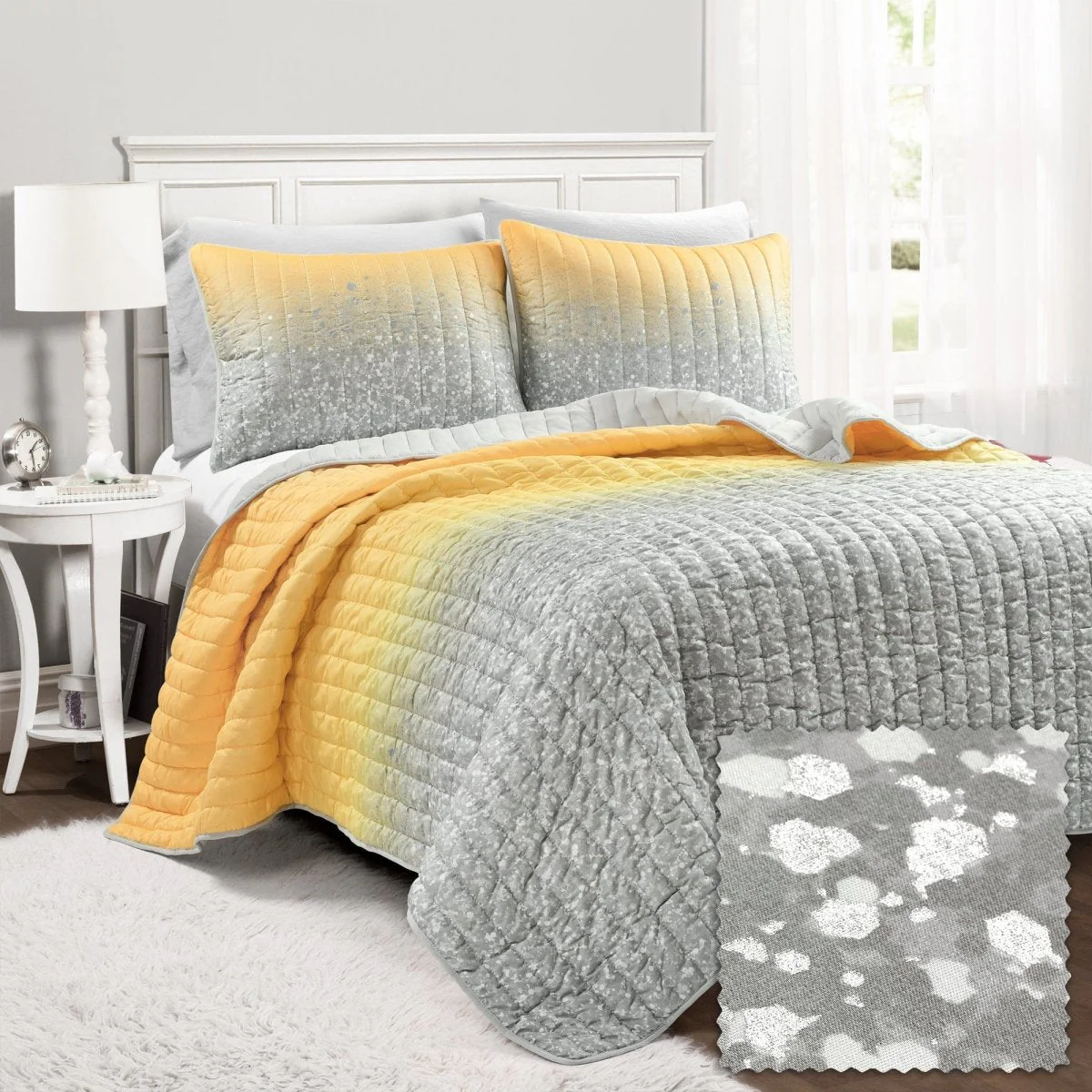 Glitter Ombre Metallic Print Quilt Set With Pillowcases - Image 29