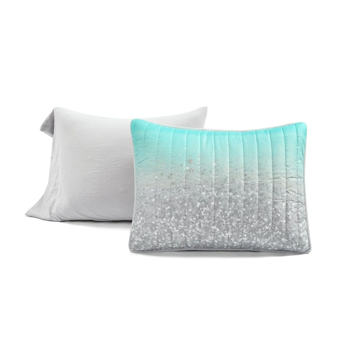 Glitter Ombre Metallic Print Quilt Set With Pillowcases - Image 7