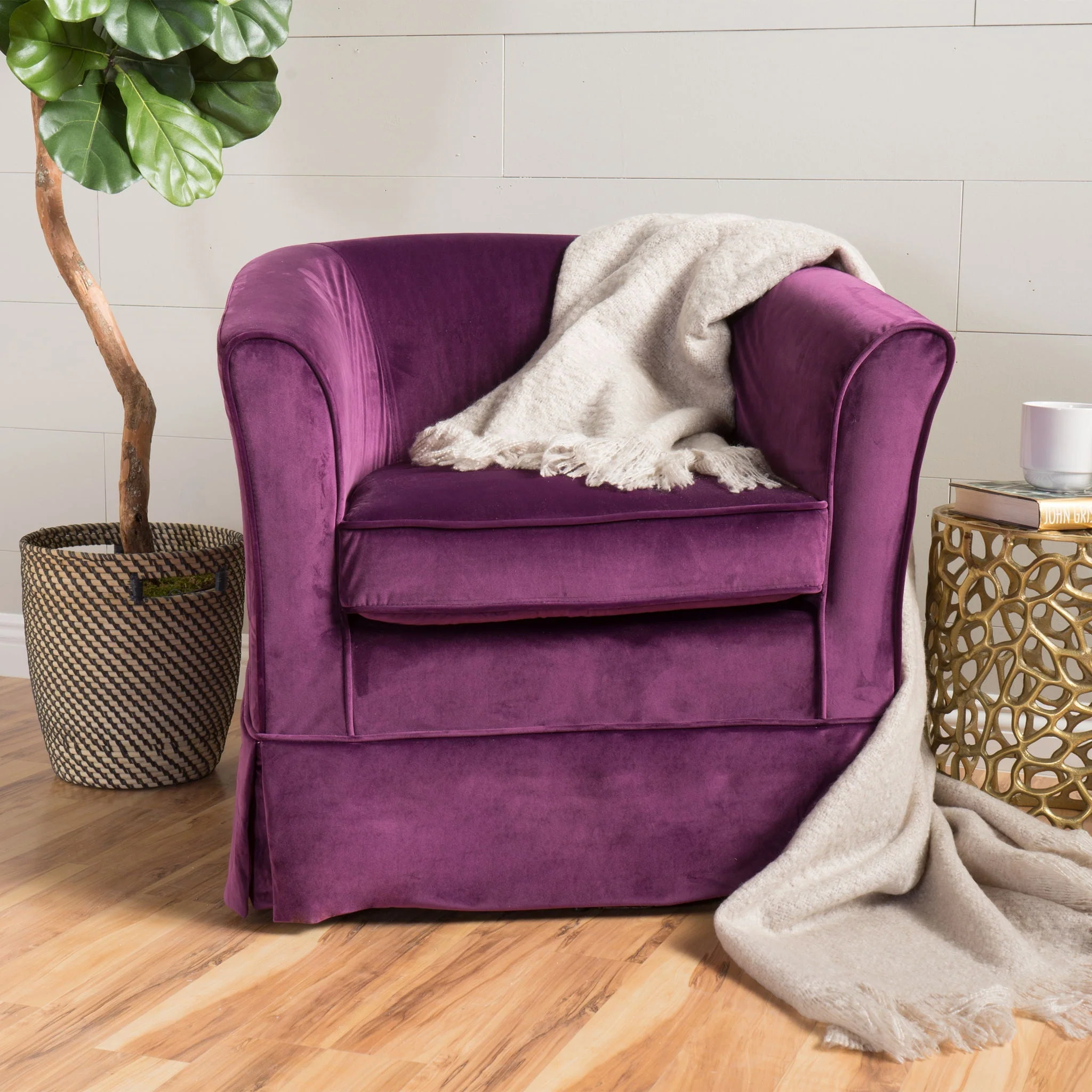 Glitter - Upholstered Swivel Chair With Loose Cover And Curved Back - Image 3