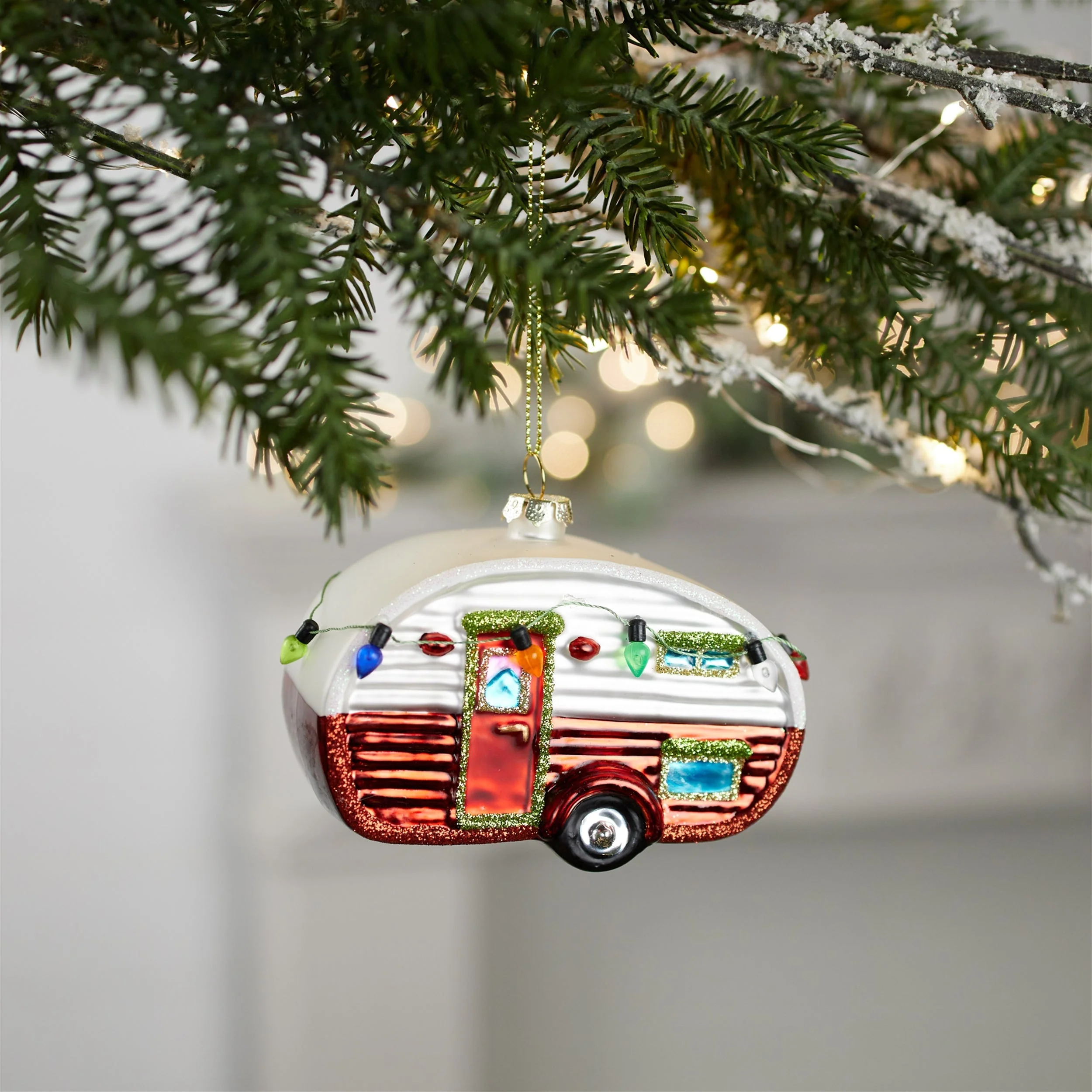 Glittered Glass Camper Ornament (Set of 12) - Image 2