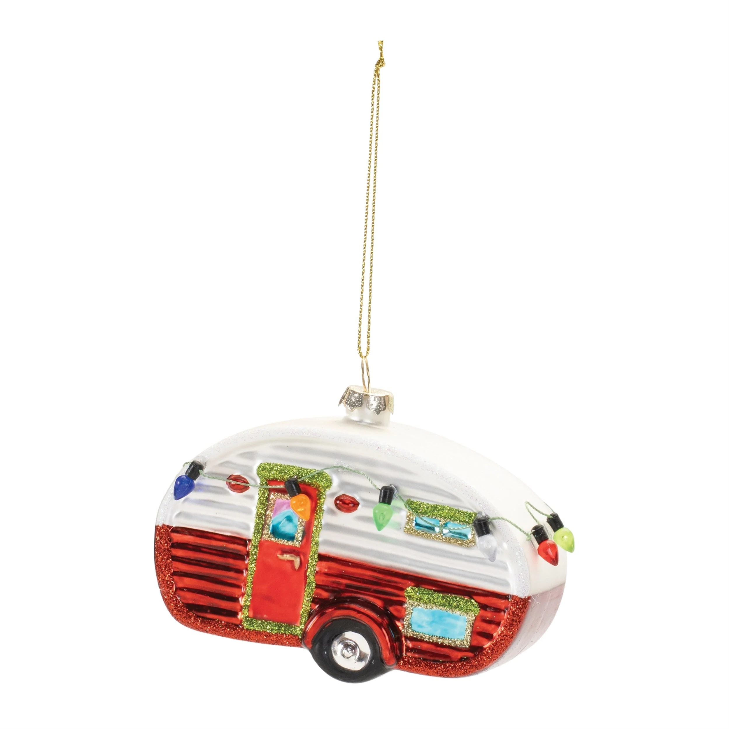 Glittered Glass Camper Ornament (Set of 12) - Image 3