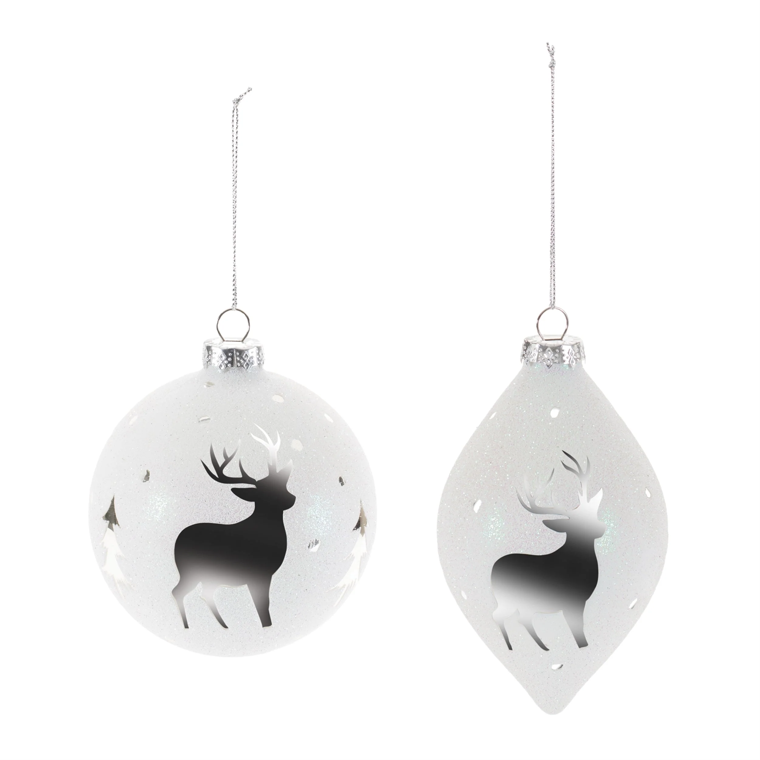 Glittered Glass Deer Ornament (Set of 6) - Image 2