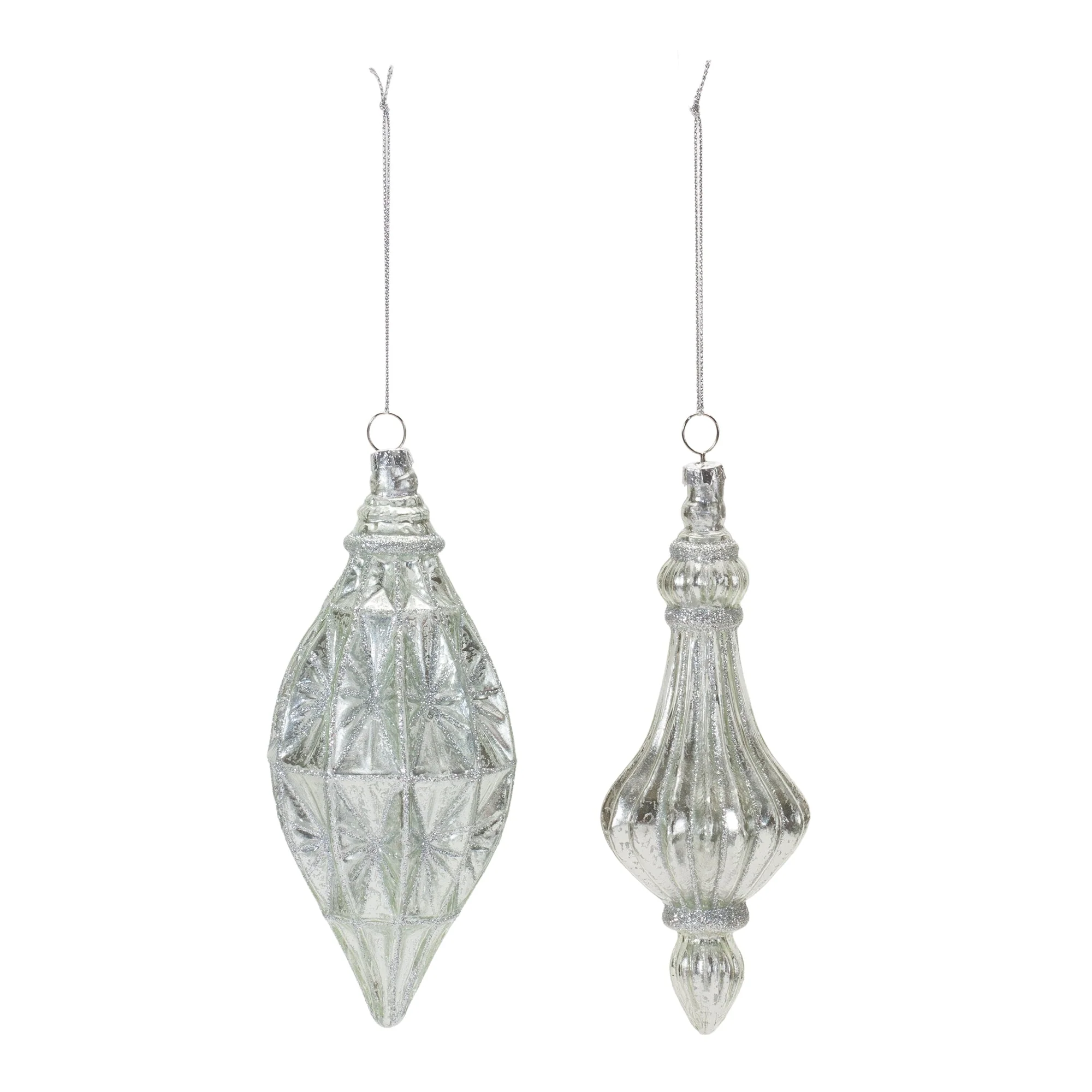 Glittered Glass Drop Ornament (Set of 12) - Image 2