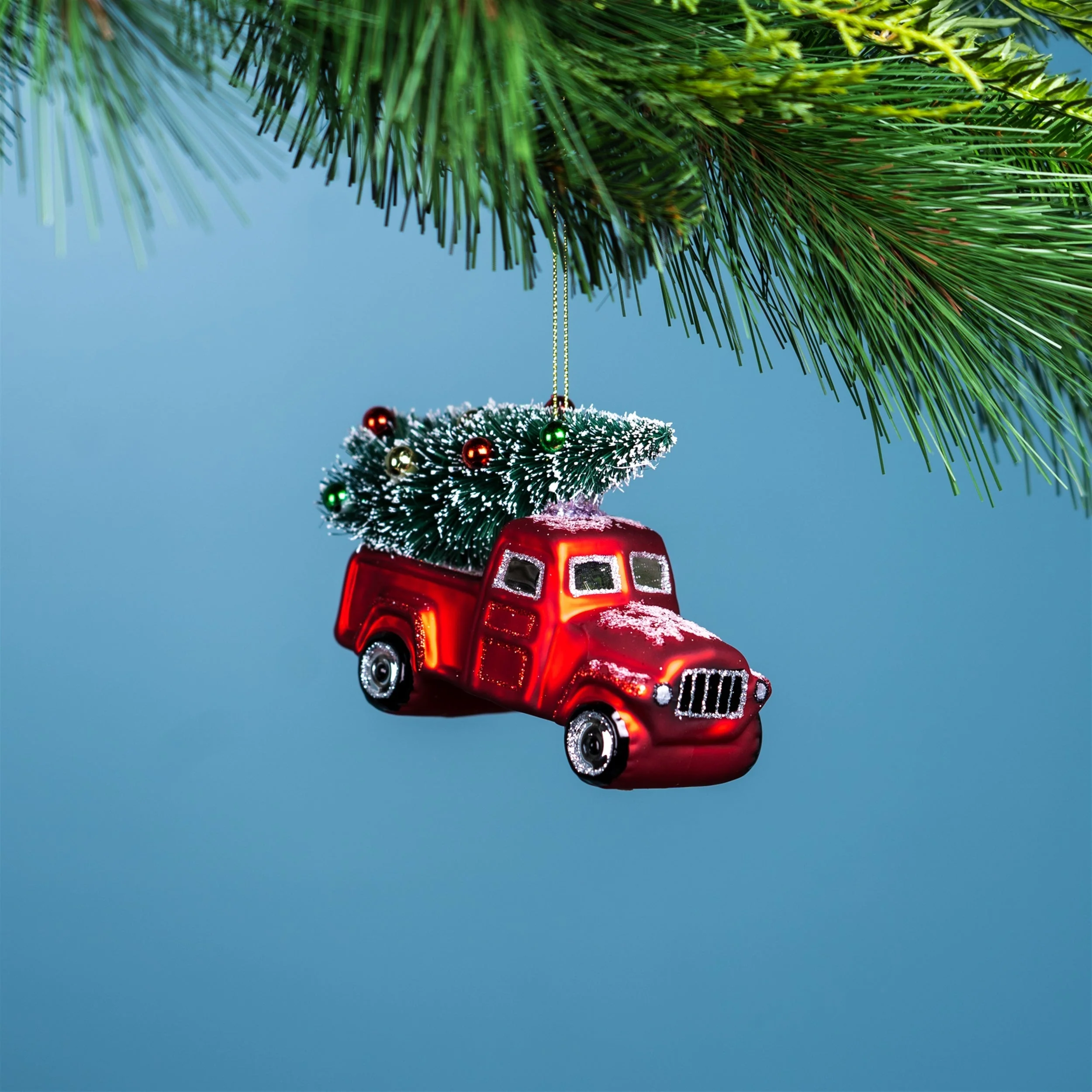 Glittered Glass Pickup Truck Ornament (Set of 6) - Image 3