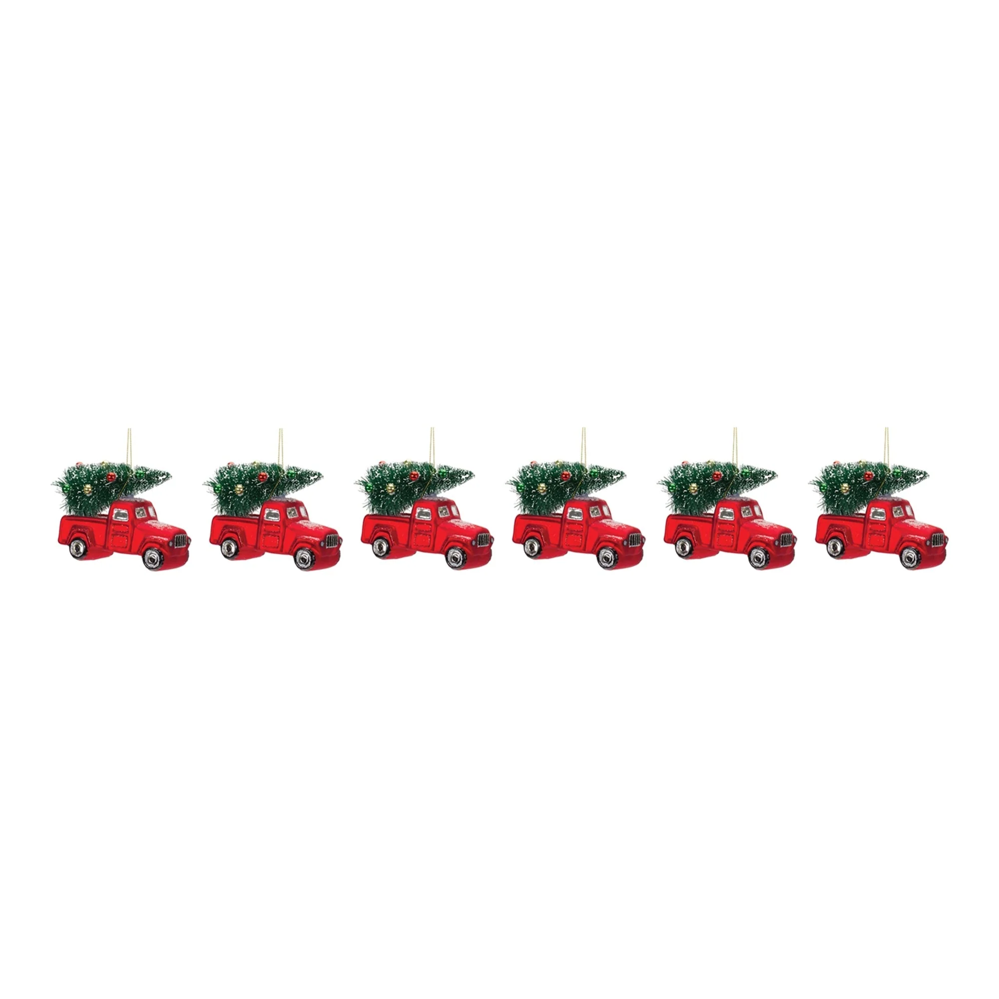 Glittered Glass Pickup Truck Ornament (Set of 6) - Image 4