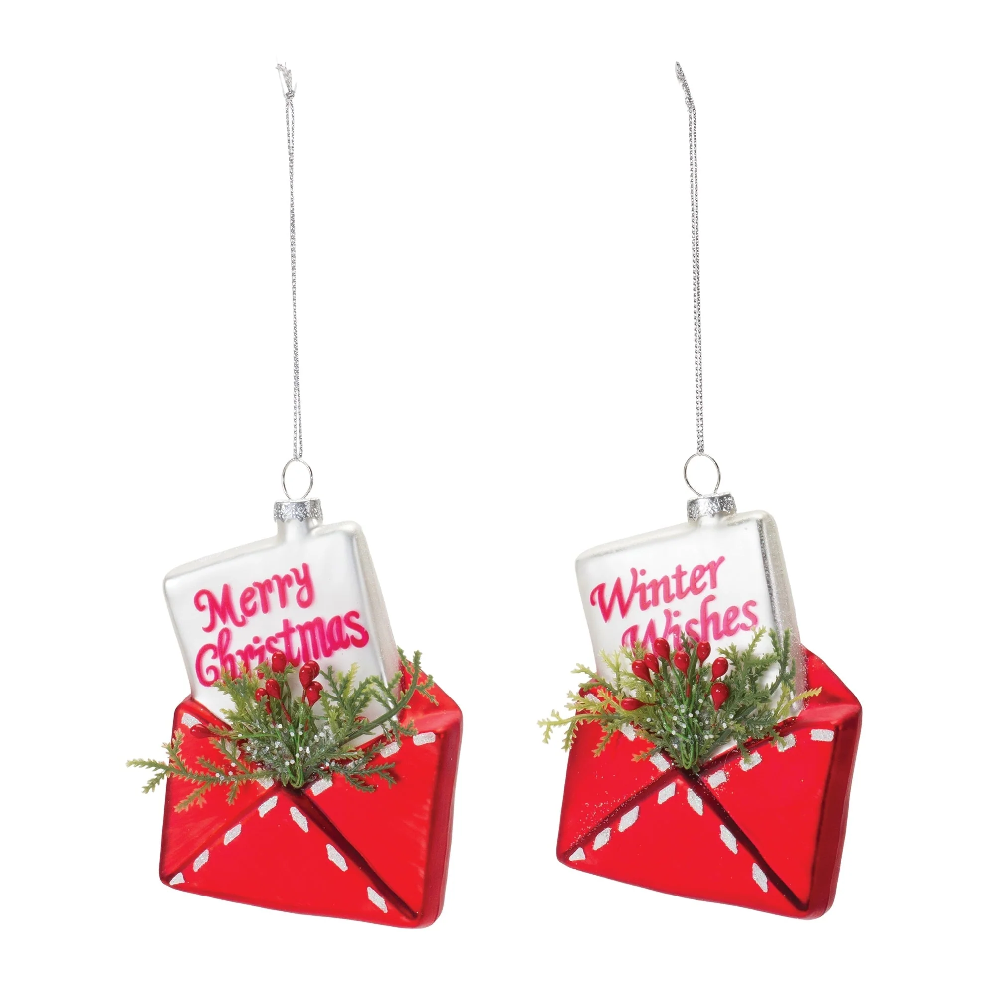 Glittered Glass Santa Letter Ornament (Set of 12) - Image 2