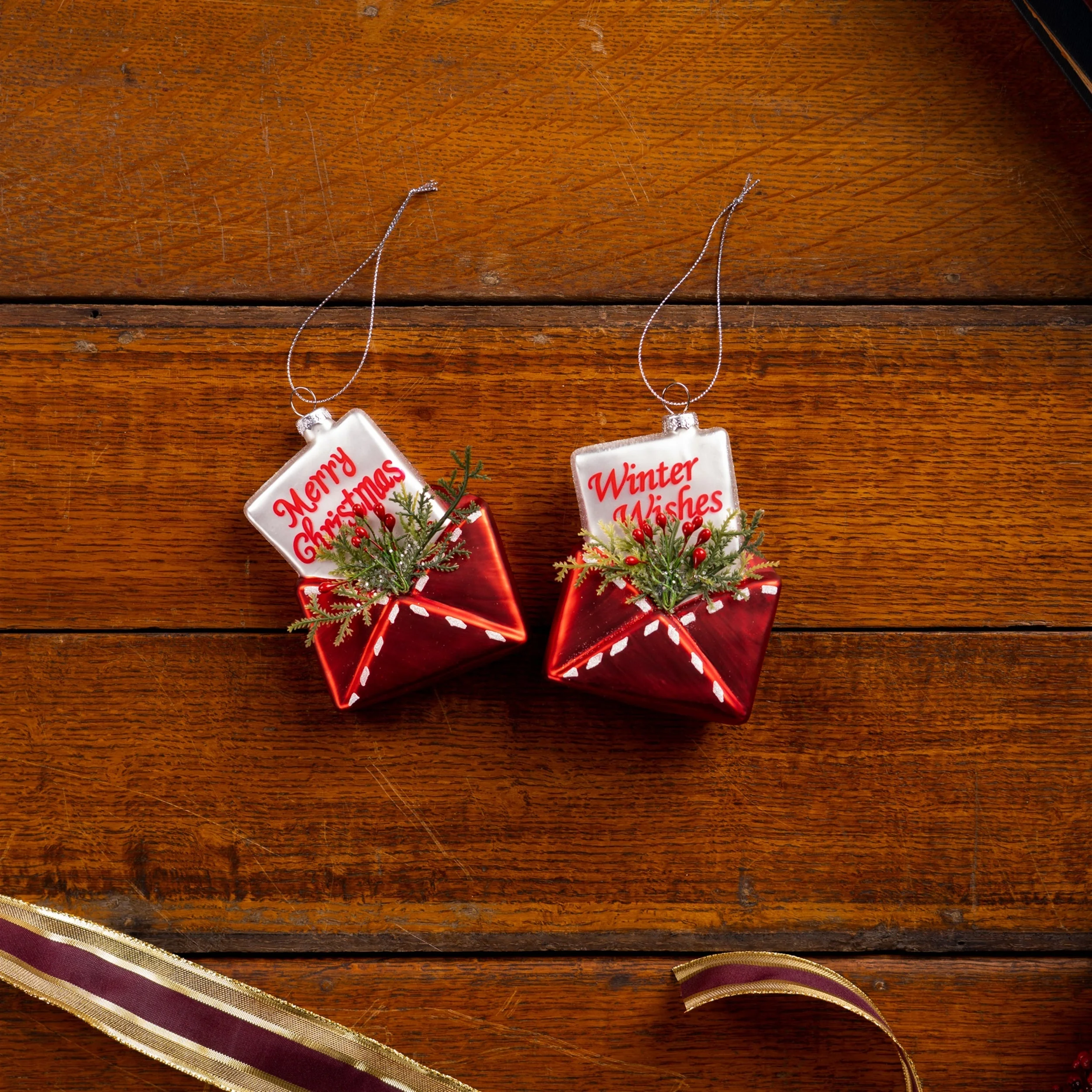 Glittered Glass Santa Letter Ornament (Set of 12) - Image 3