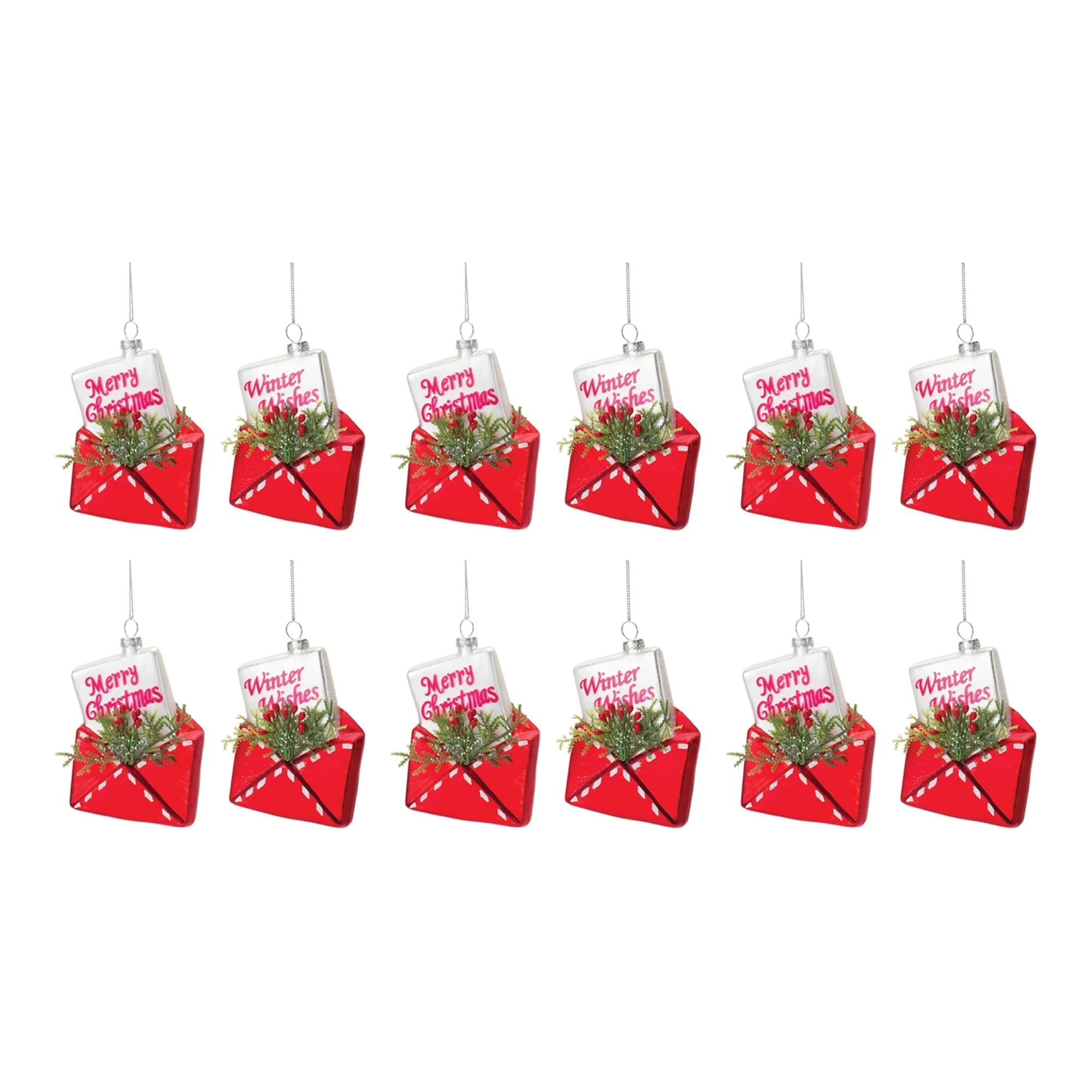 Glittered Glass Santa Letter Ornament (Set of 12) - Image 4
