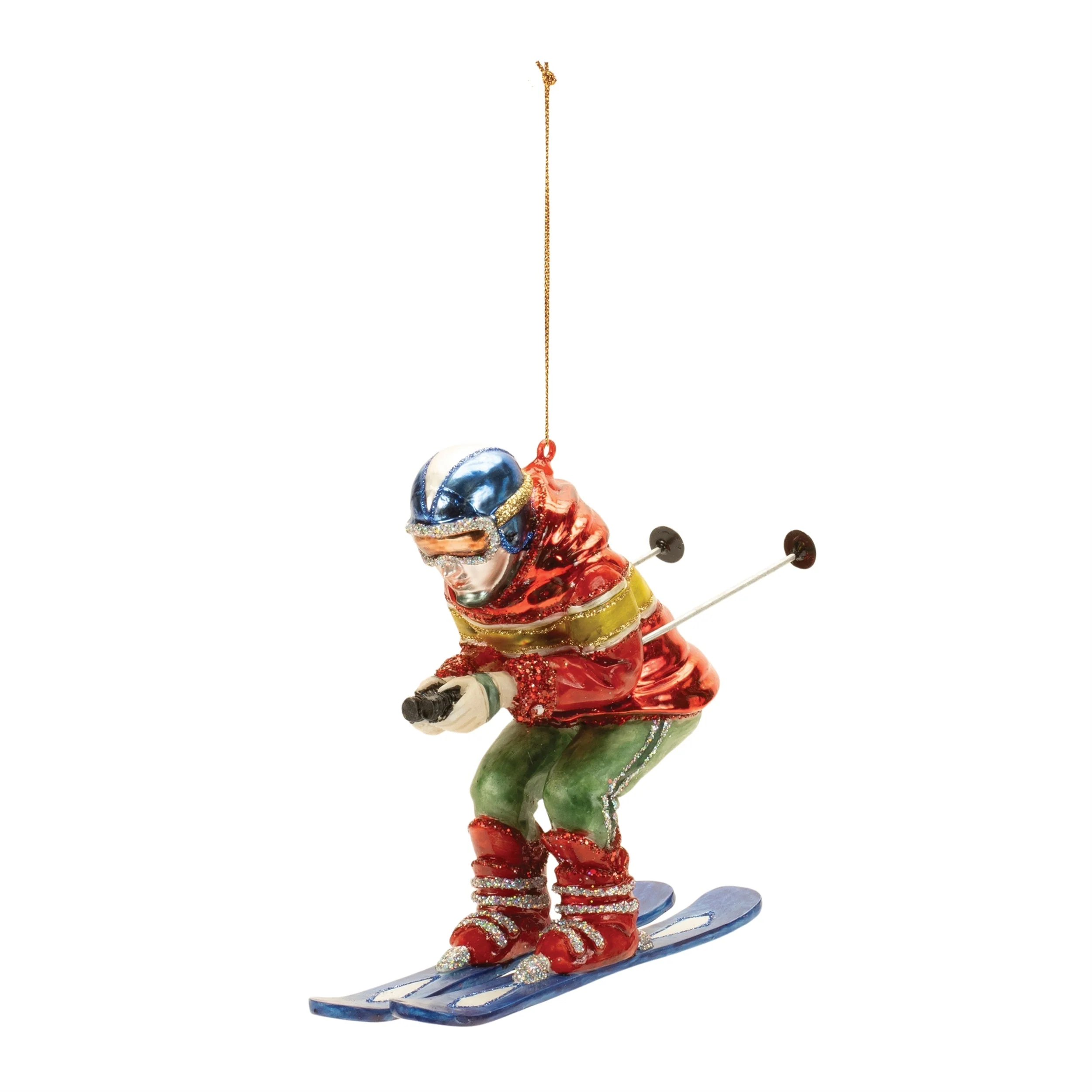 Glittered Glass Skiier Ornament (Set of 6) - Image 2