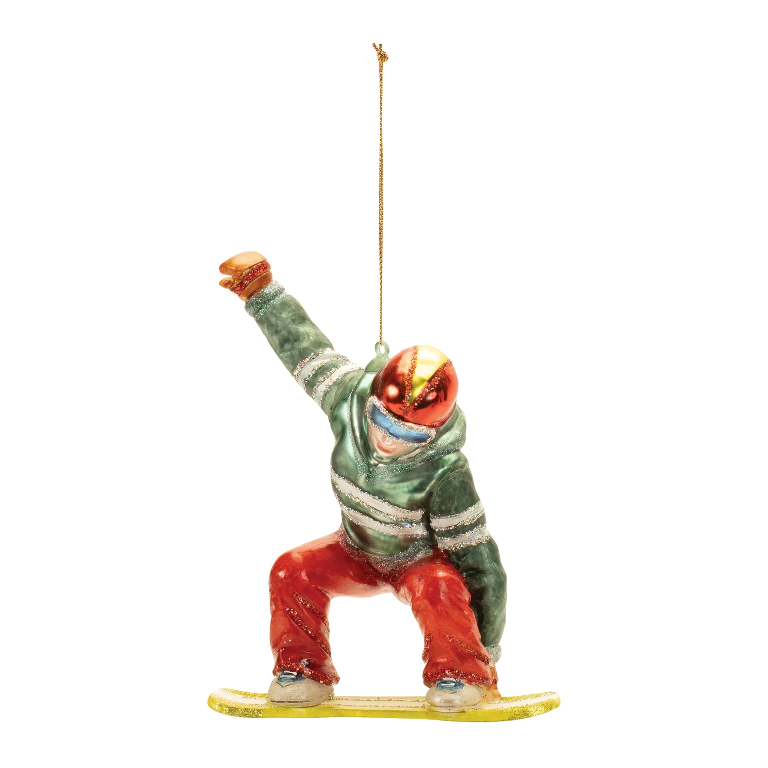 Glittered Glass Snowboarder Ornament (Set of 6) - Image 2