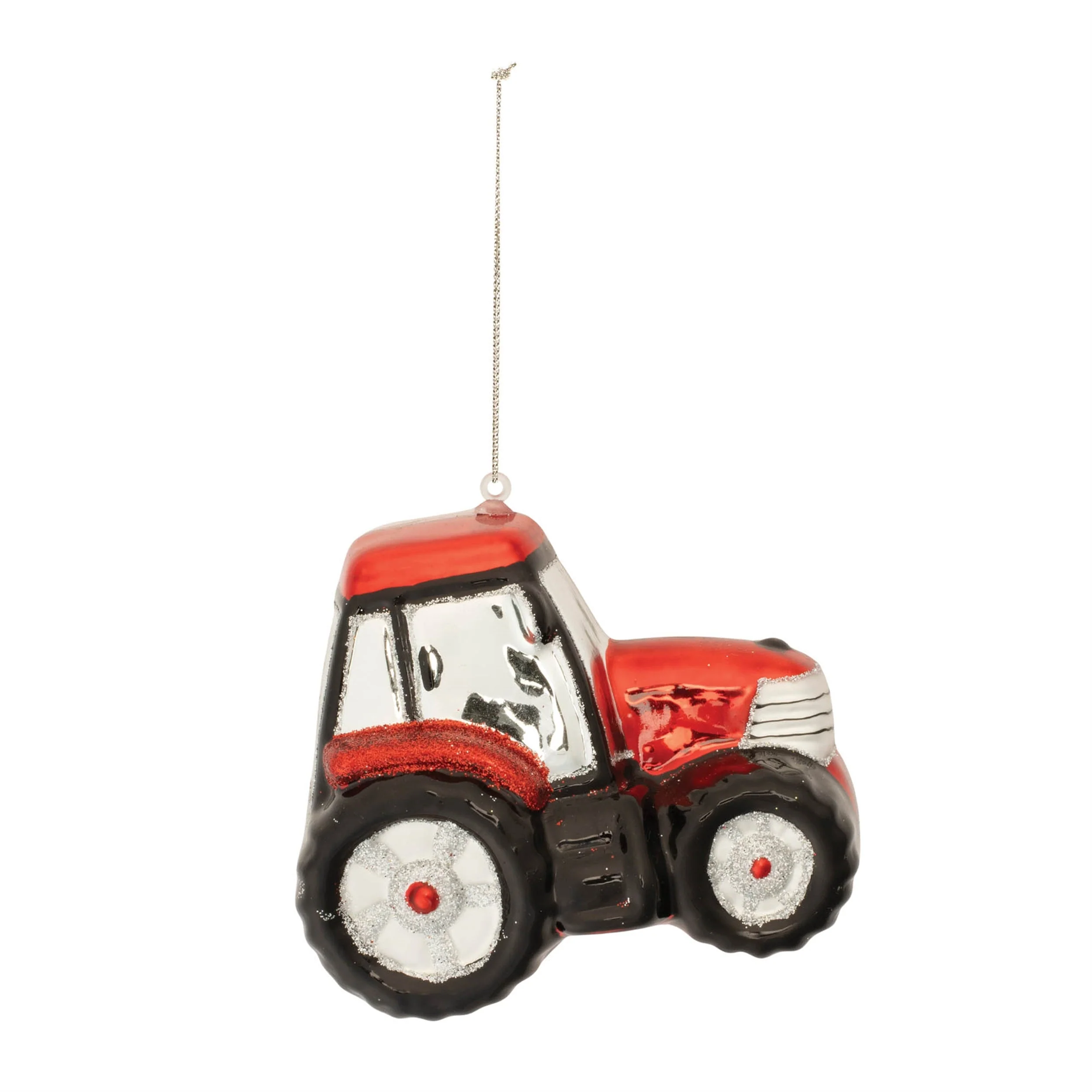 Glittered Glass Tractor Ornament (Set of 6) - Image 2