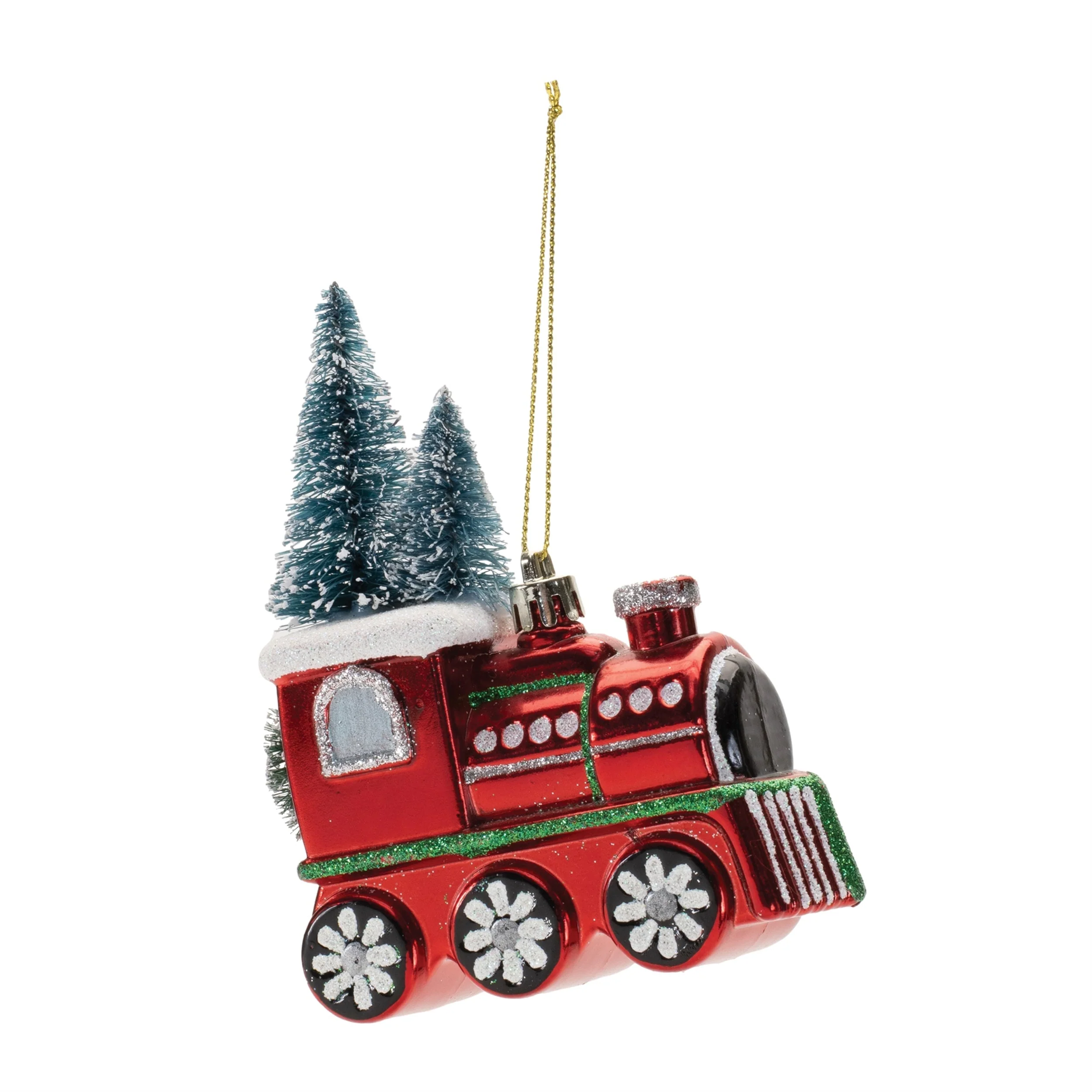 Glittered Glass Train Ornament (Set of 6) - Image 2