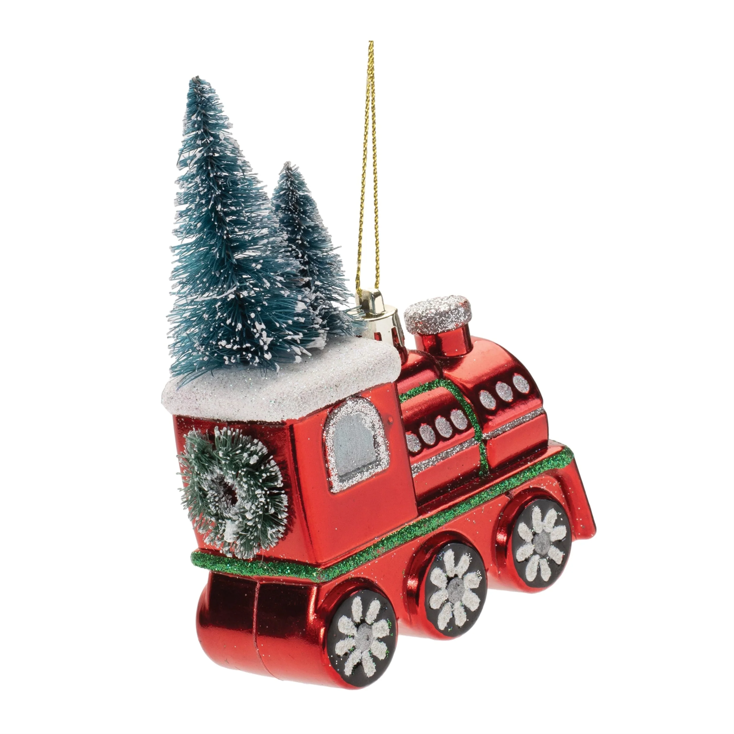 Glittered Glass Train Ornament (Set of 6) - Image 3