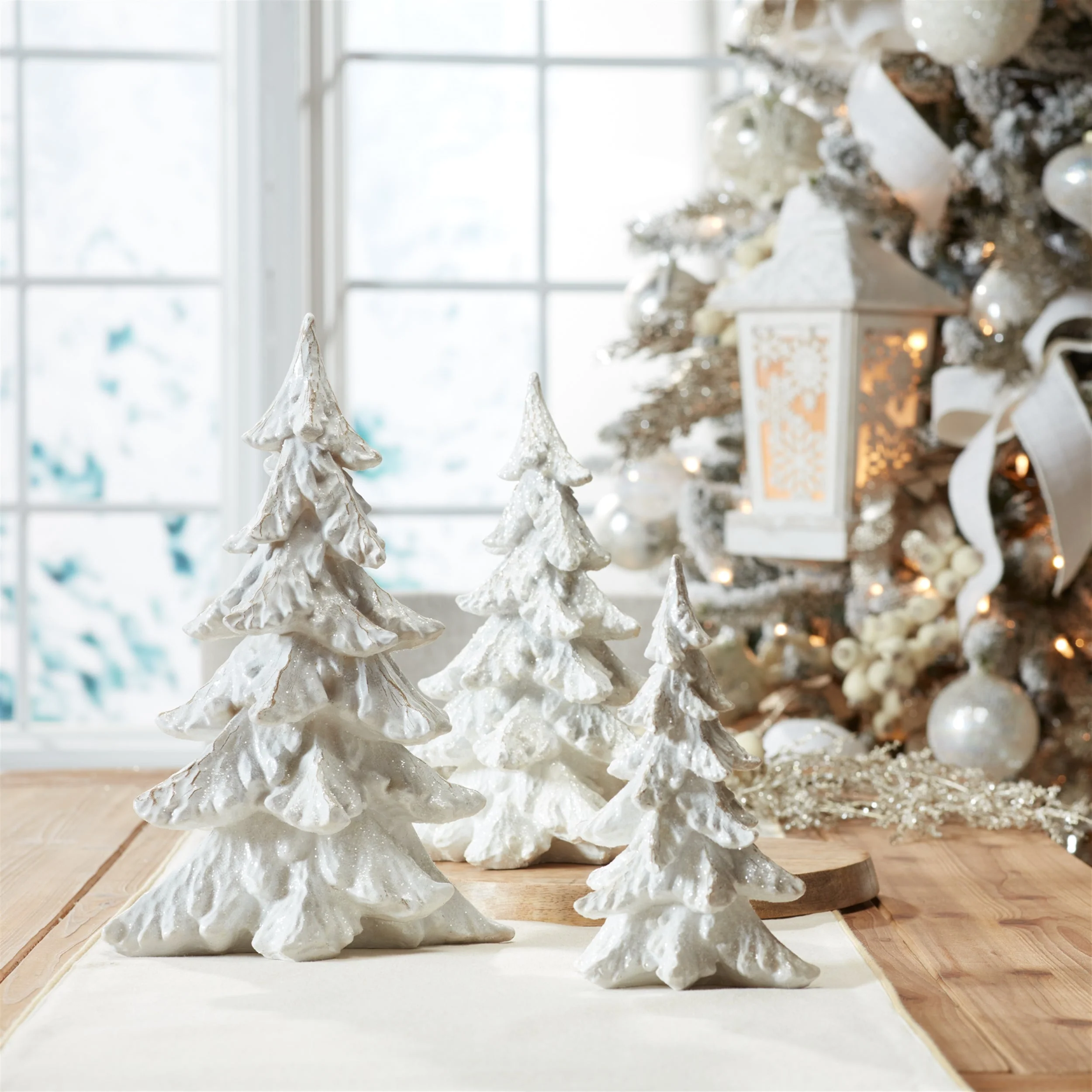 Glittered Pine Tree (Set of 3) - Image 2