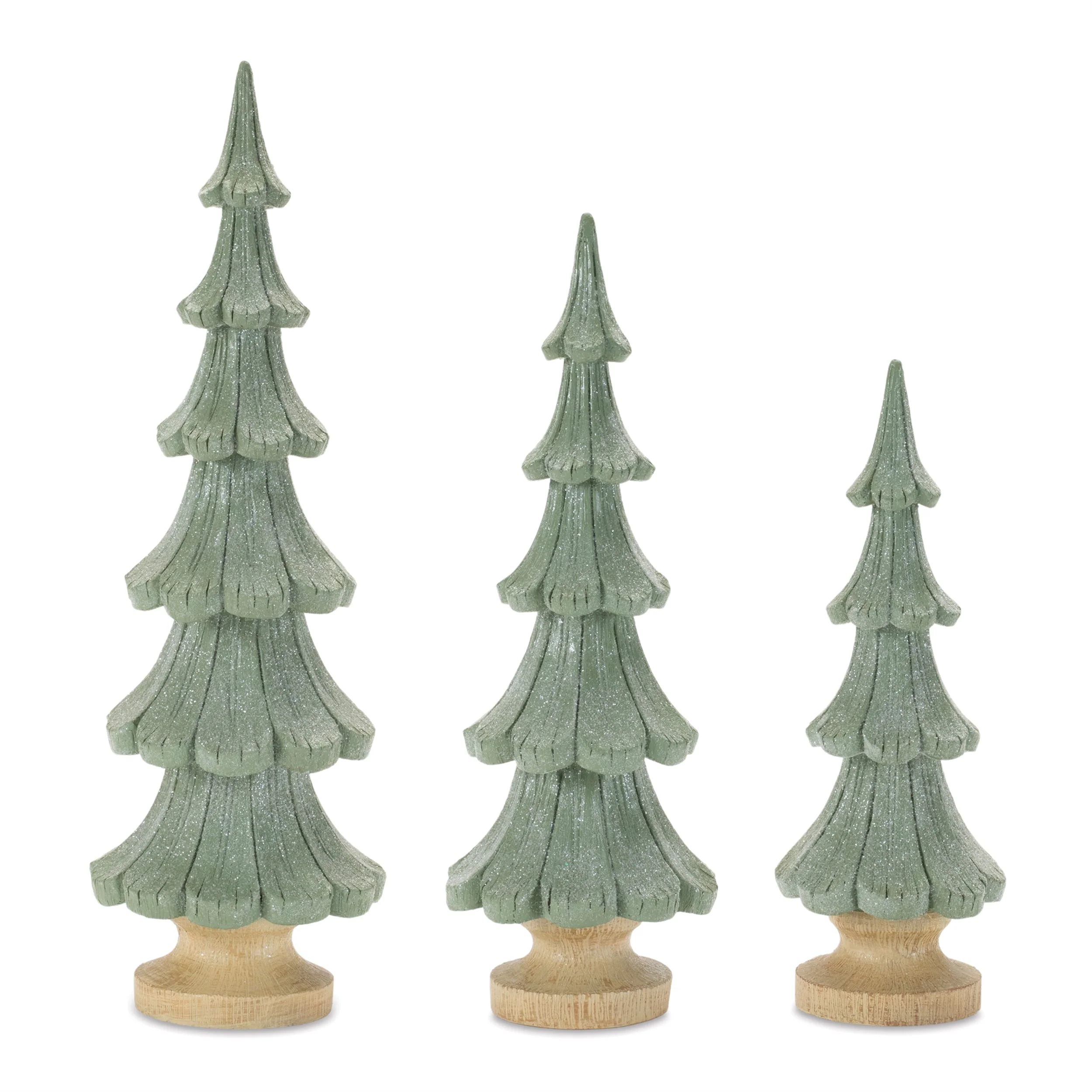 Glittered Pine Tree (Set of 3) - Image 4