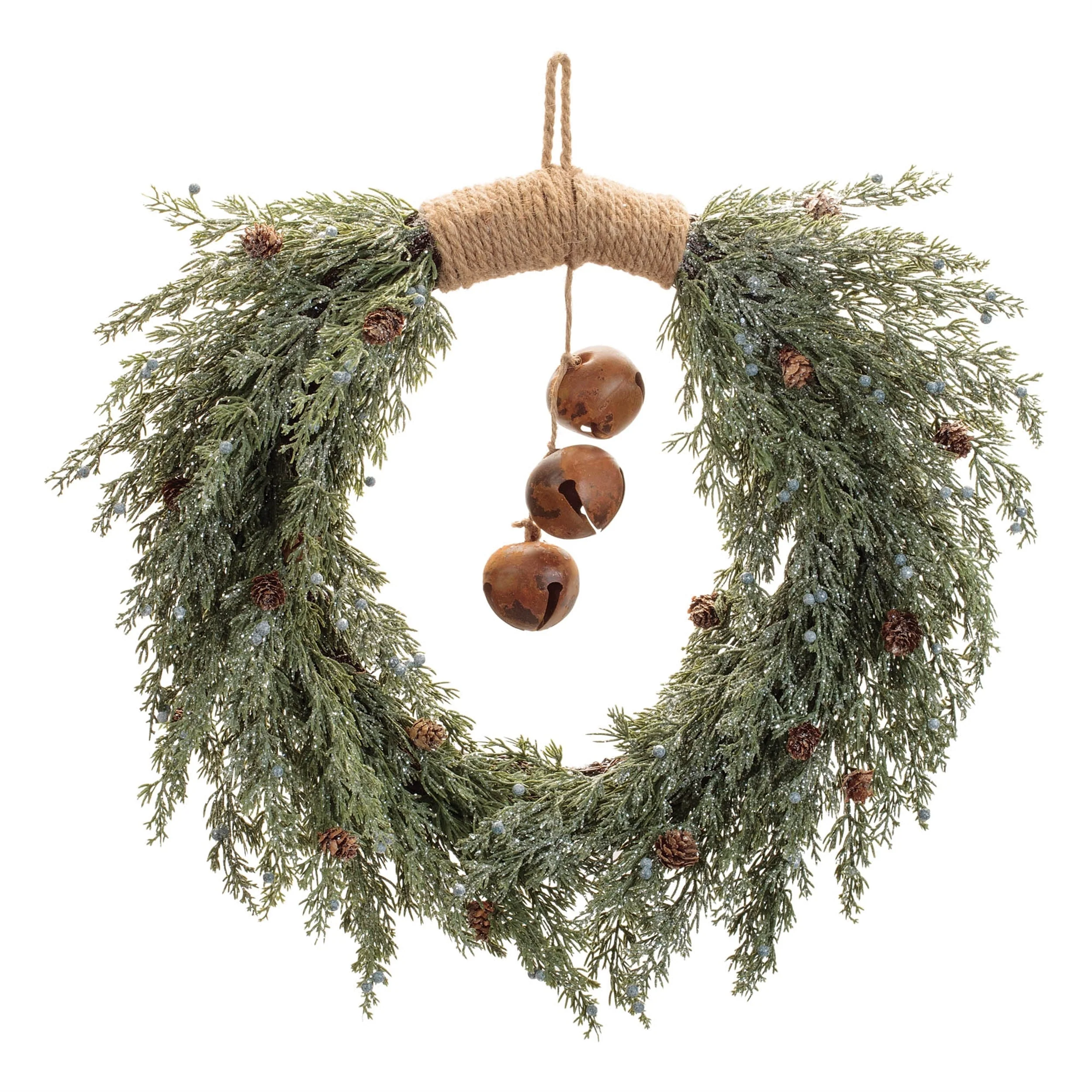 Glittered Pine with Sleigh Bell Wreath 22"D - Image 2